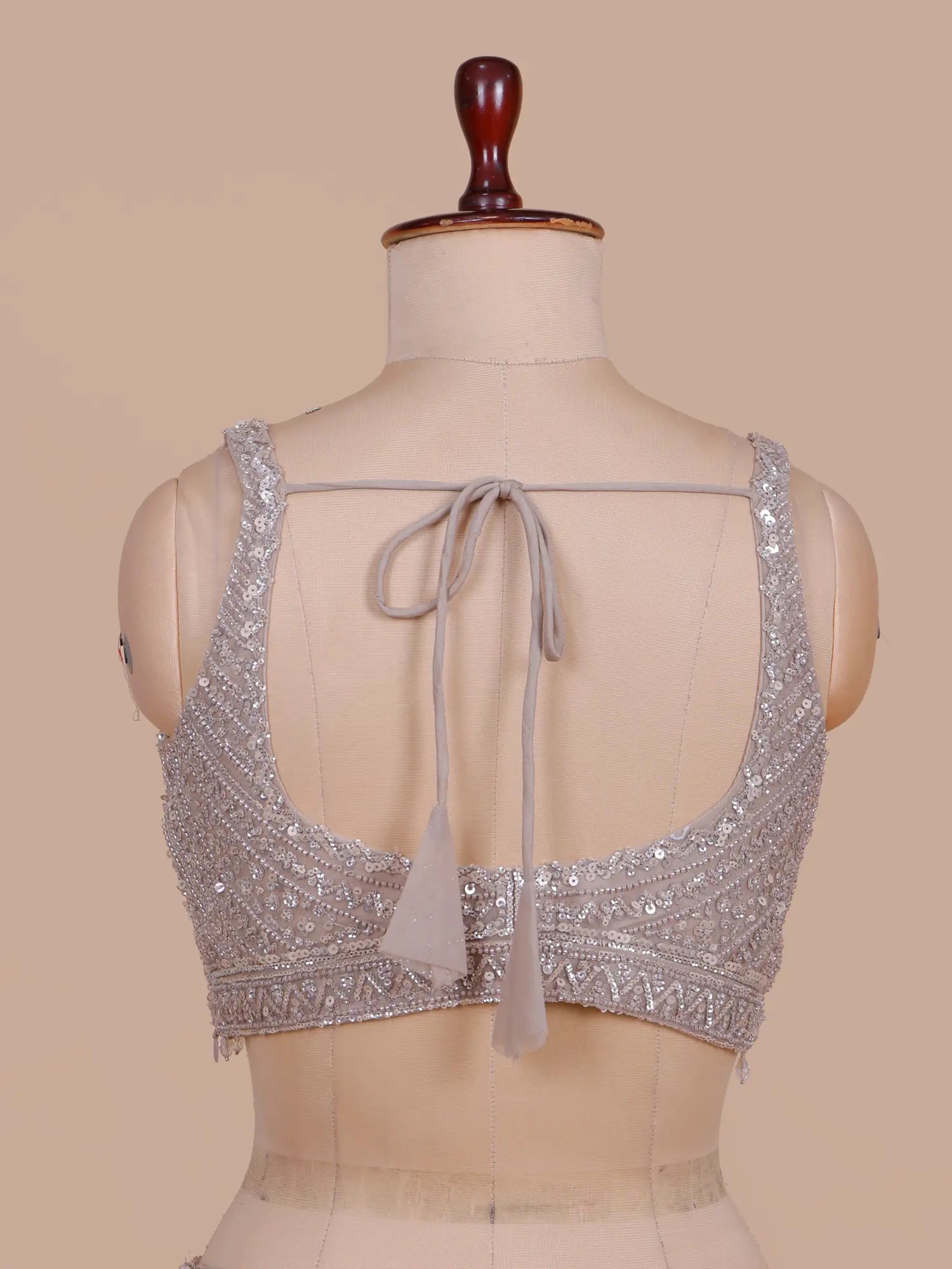 Exclusive Champagne Mermaid Lehenga Choli Adorned With Pearl Moti Work