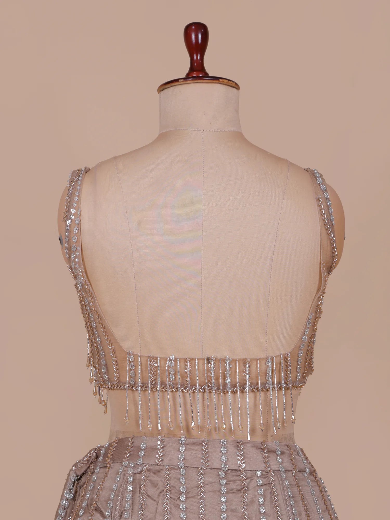 Champagne Designer Couture Drape Saree With Regal Elegance