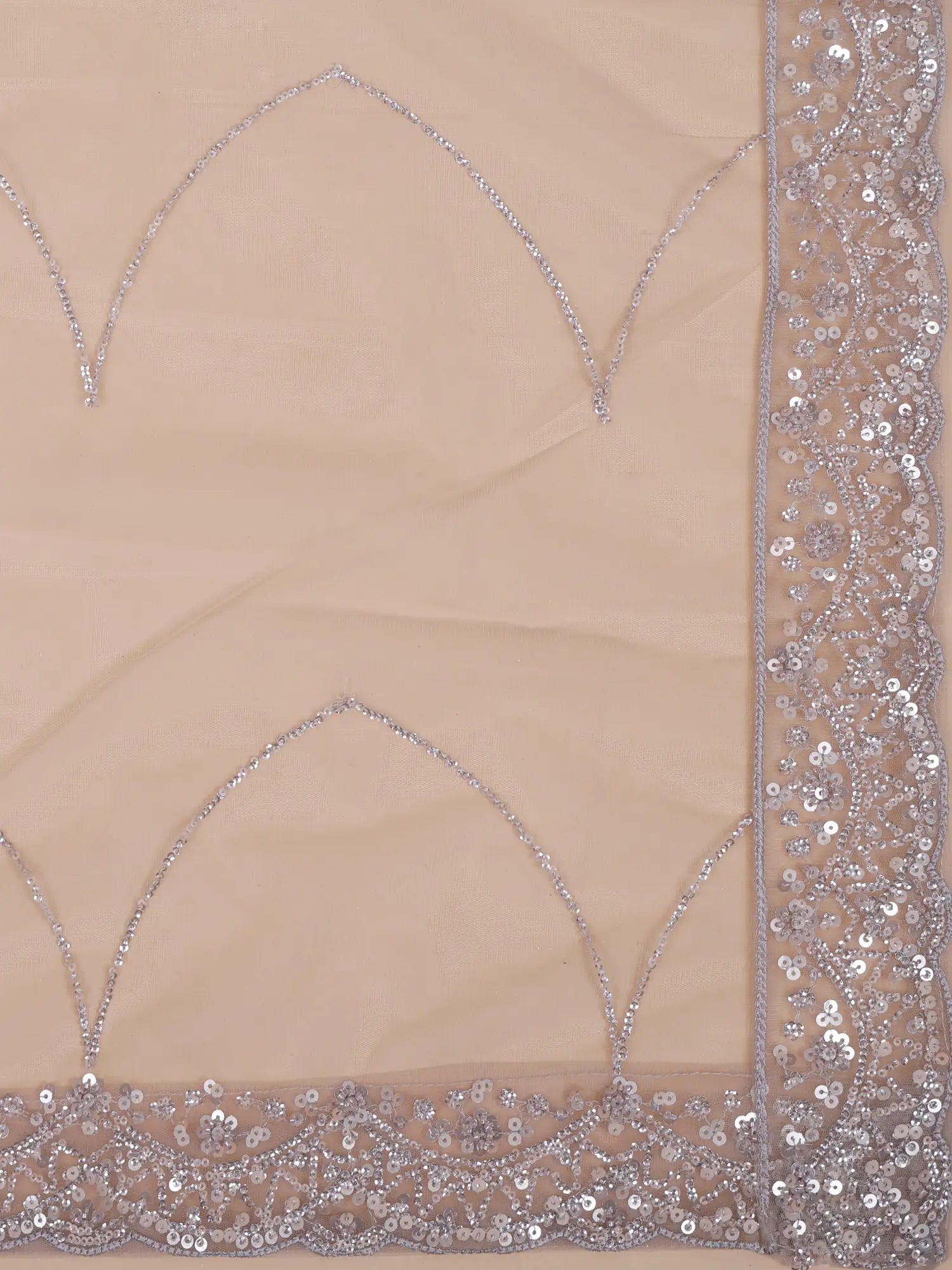 Exclusive Champagne Mermaid Lehenga Choli Adorned With Pearl Moti Work