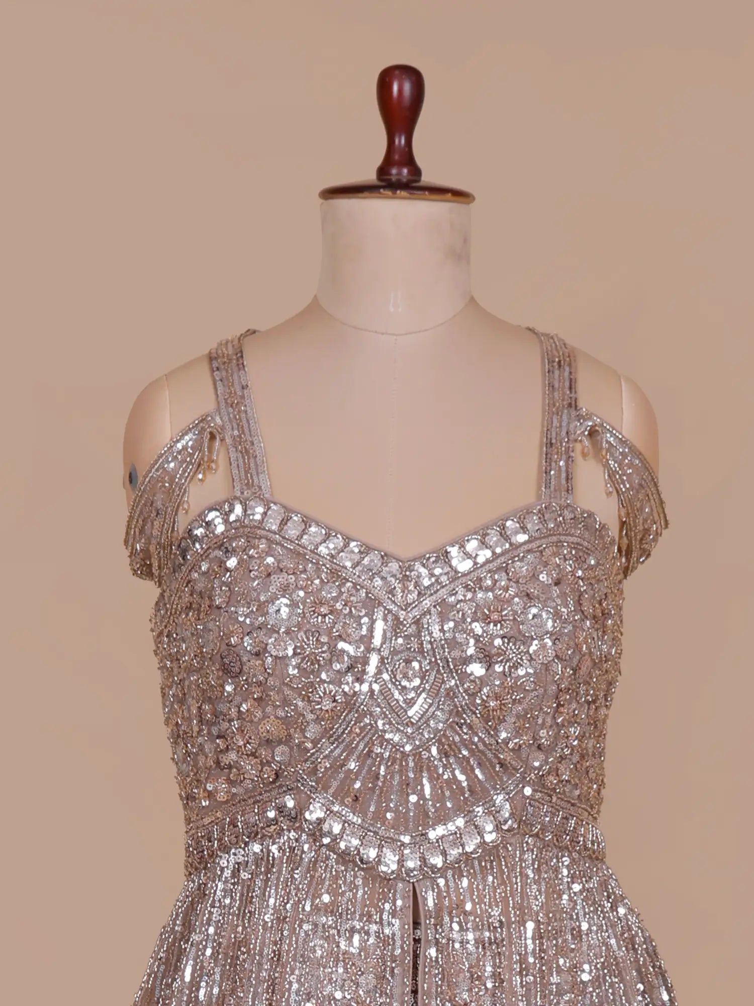 Discover Exclusive Designer Chickoo Peplum Lehenga With Premium Handwork