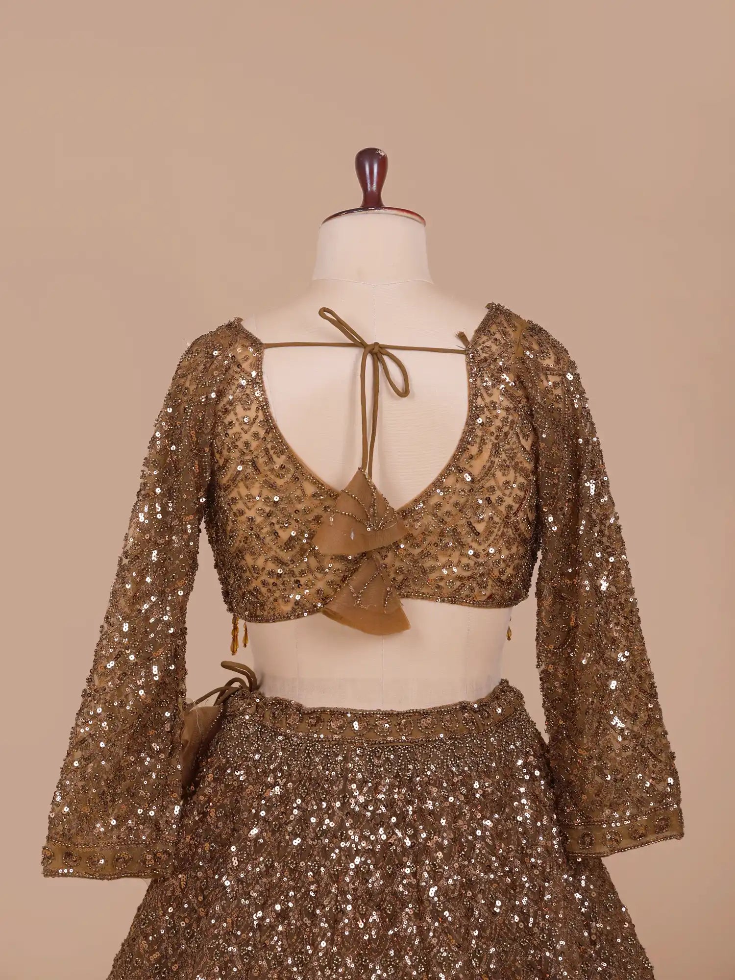 Buy Prestige Copper Wedding Lehenga With Beads Work