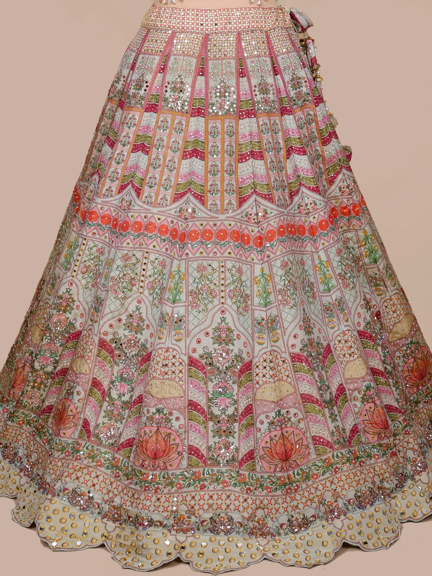Trending Designer Multi Silk Lehenga Set Pearl Sequins Work