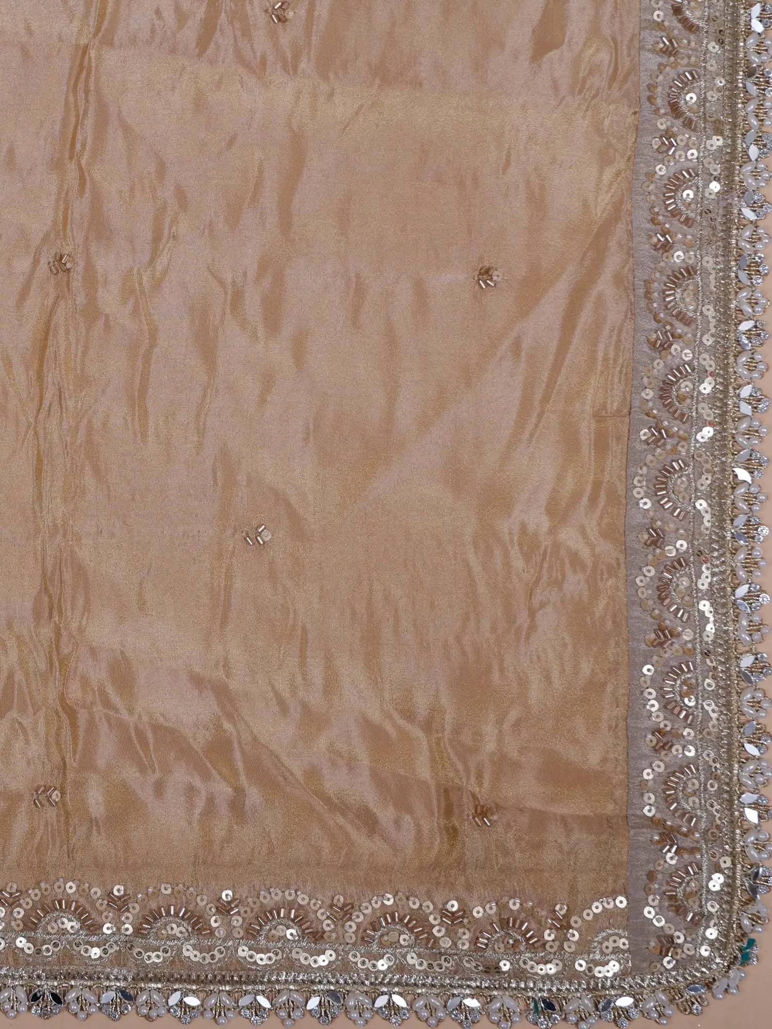 Dual Tone Shimmer Traditional Anarkali Gown With Rich Pearl Accents