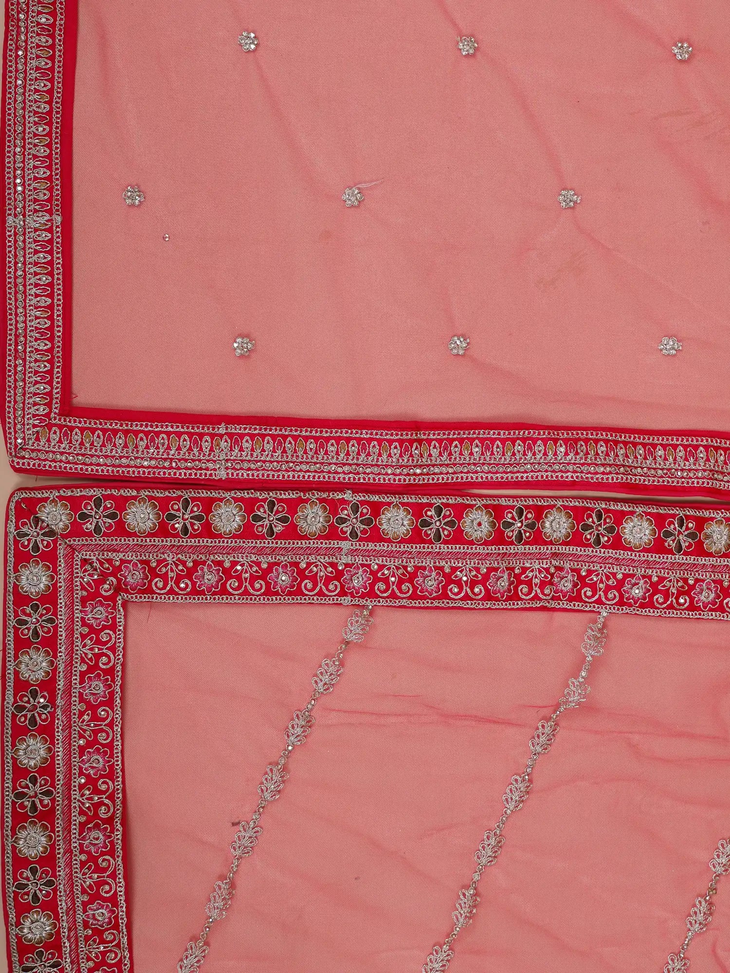 Get Rani Pink Silk Unstitched Bridal Lehenga Online With Signature Diamond Embroidery