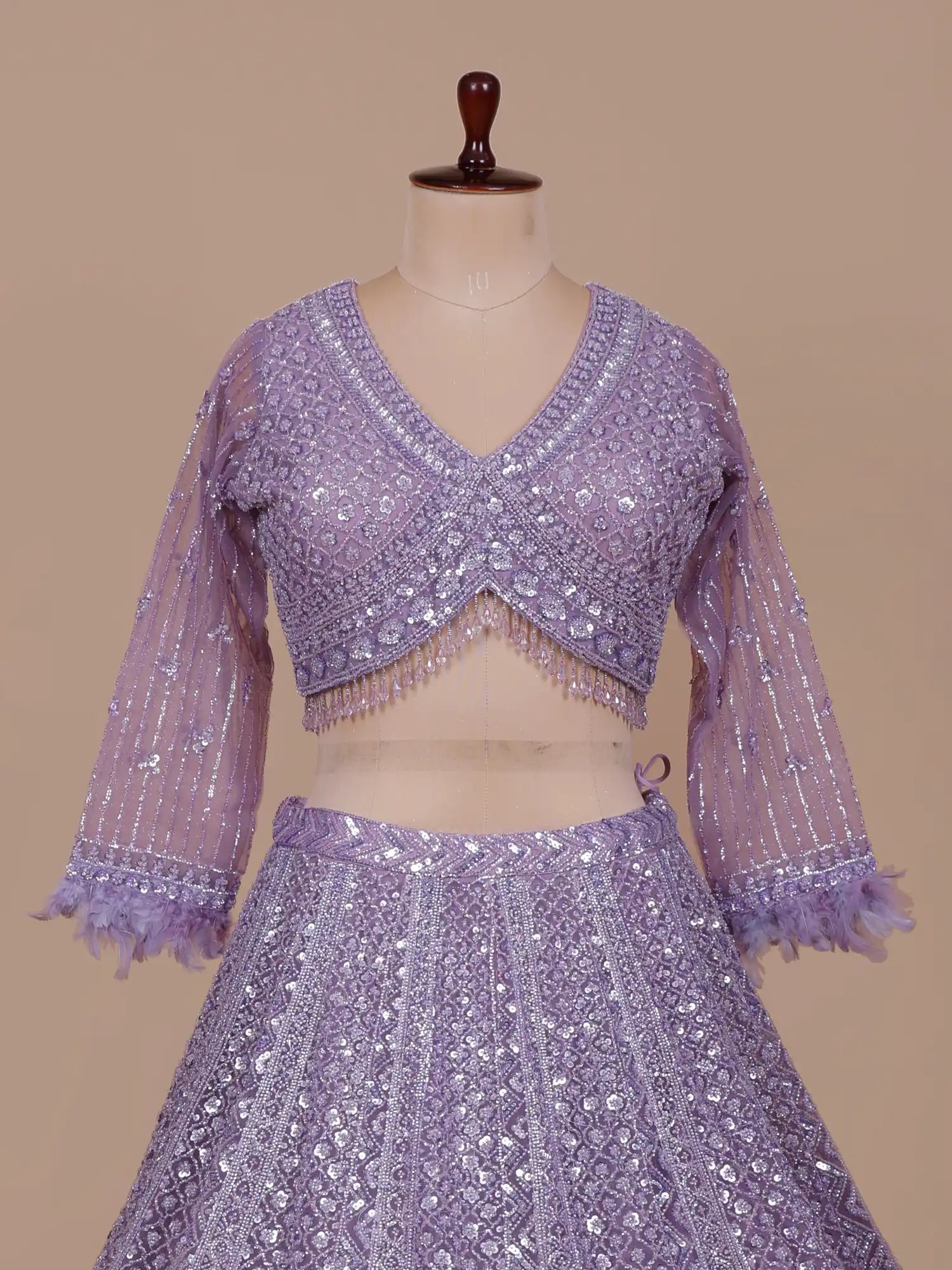 Buy Beautiful Lavender Lehenga With Beads Work For Wedding Functions