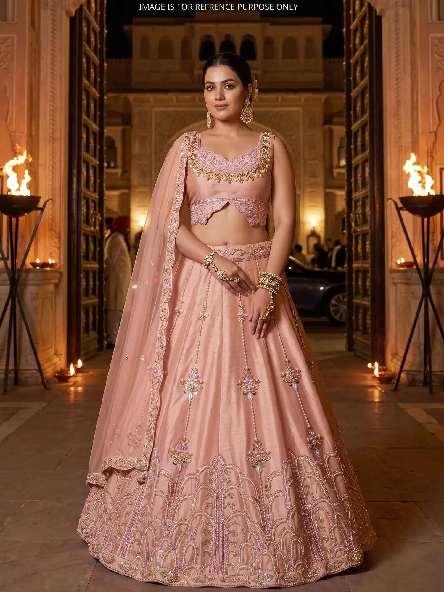Premium Light Peach PDP Inspired Lehenga With Refined Designer Detailing