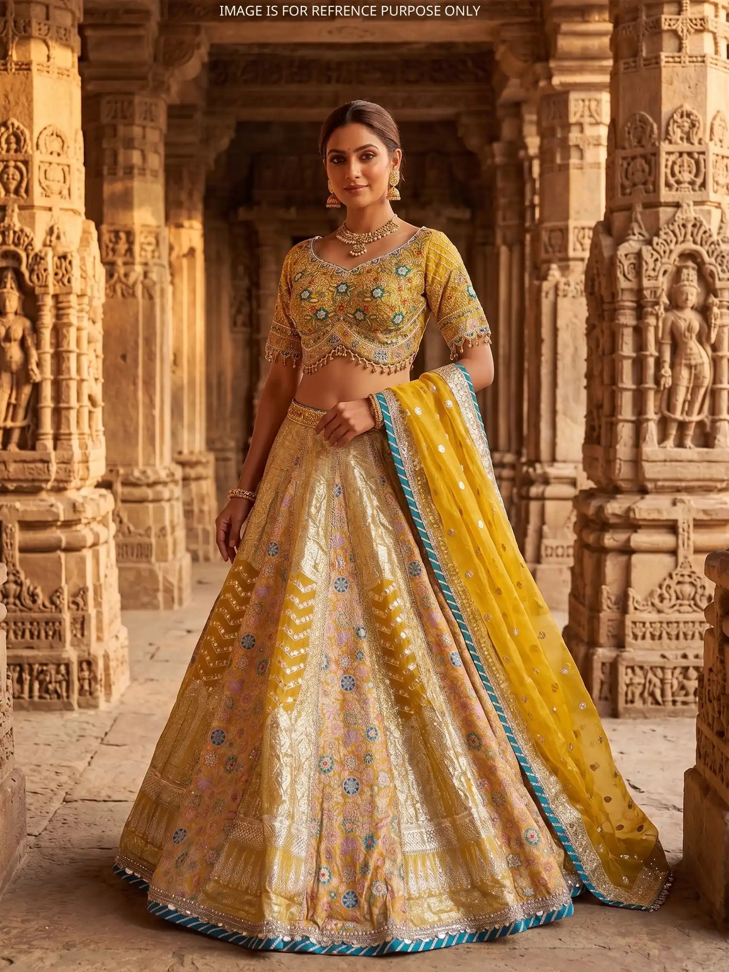 Premium Mustard Yellow Wedding Lehenga Choli Set With Heavy Designer Work