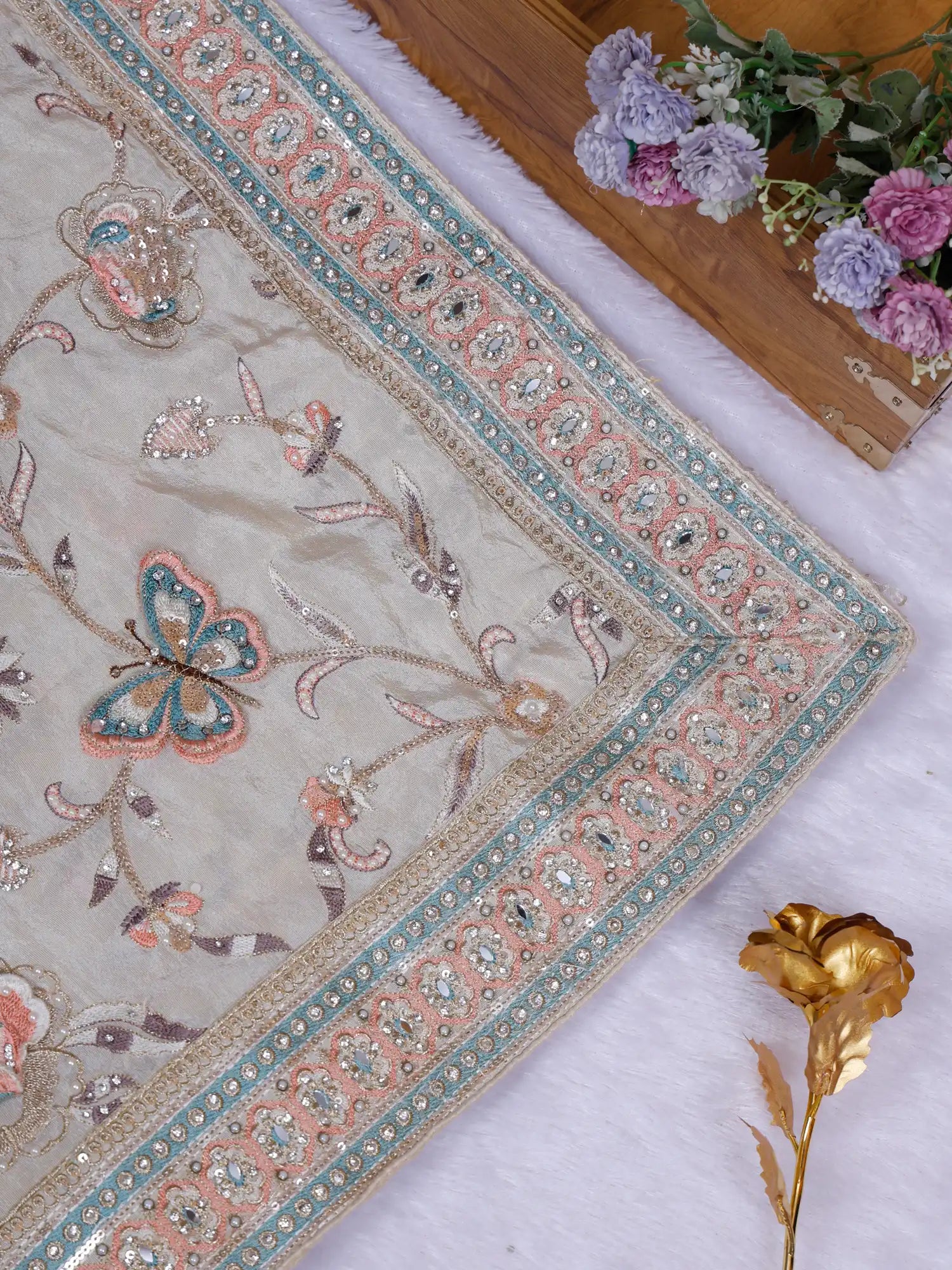 Buy Exclusive Off White Organza Saree Online With Elegant Multi Thread Work