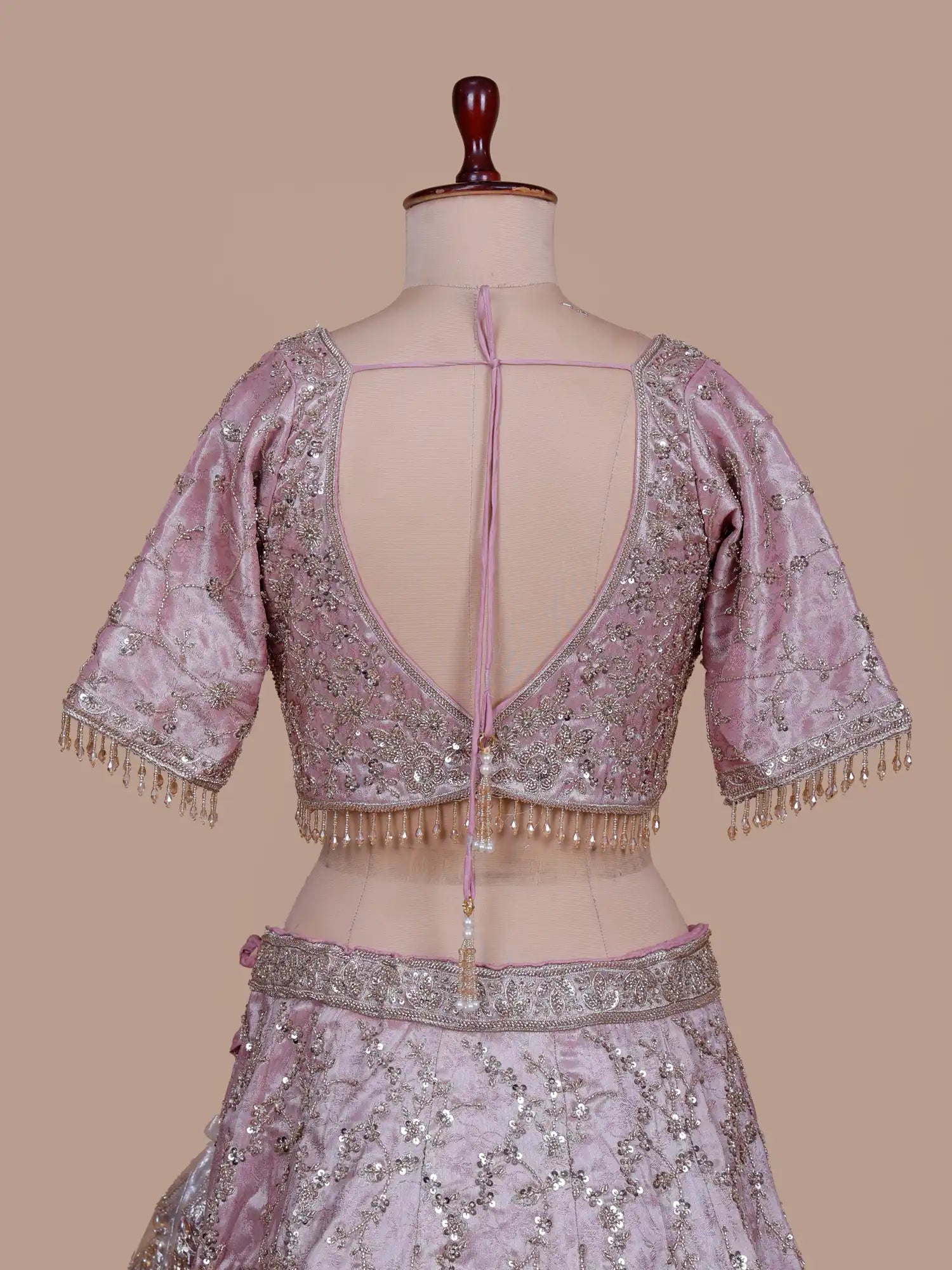 Get Onion Pink Celebration Lehenga Choli In Organza With Refined Beadwork