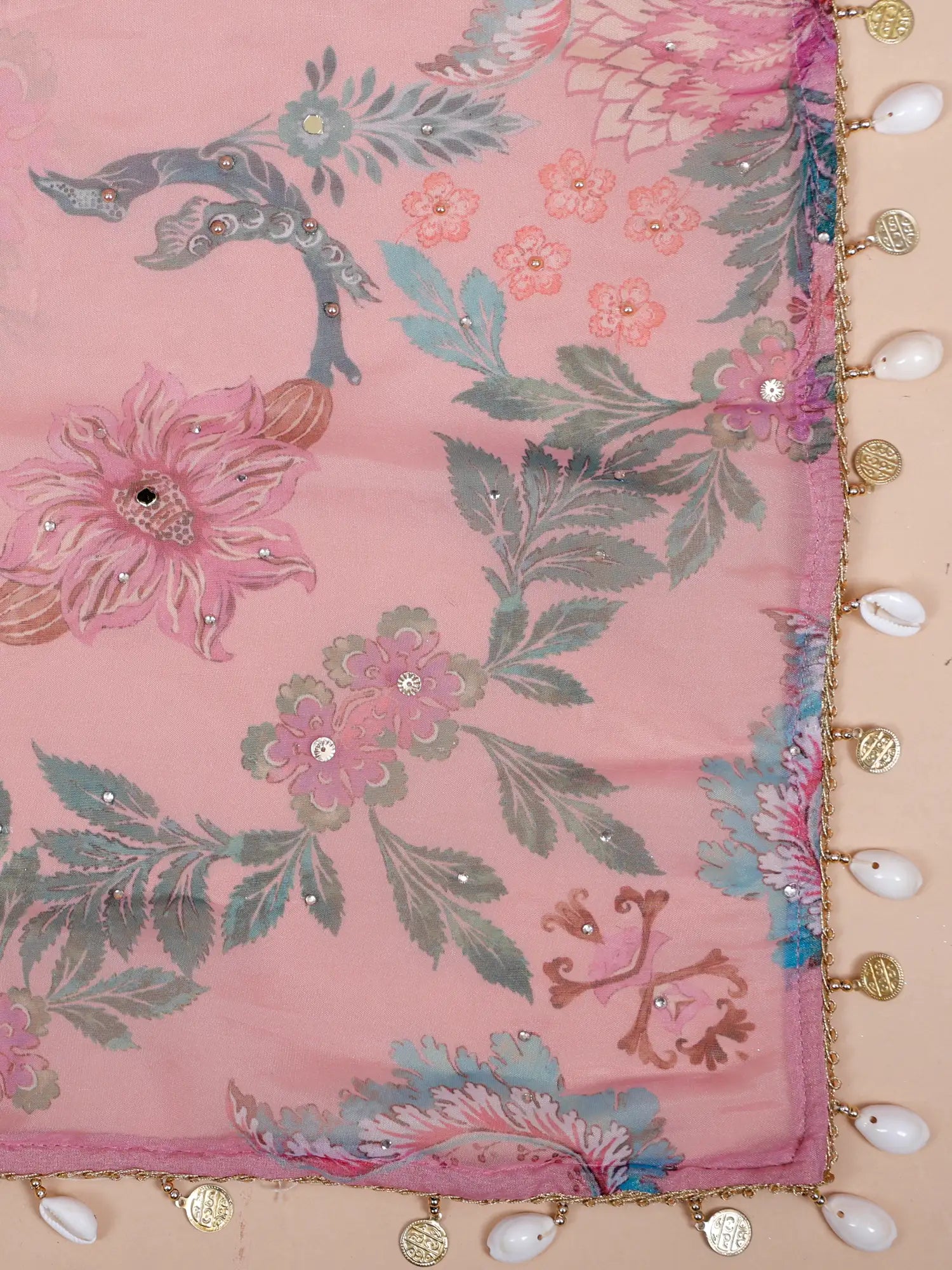 Buy Pink Silk Designer Lehenga Showcasing Floral Print And Pearl Work