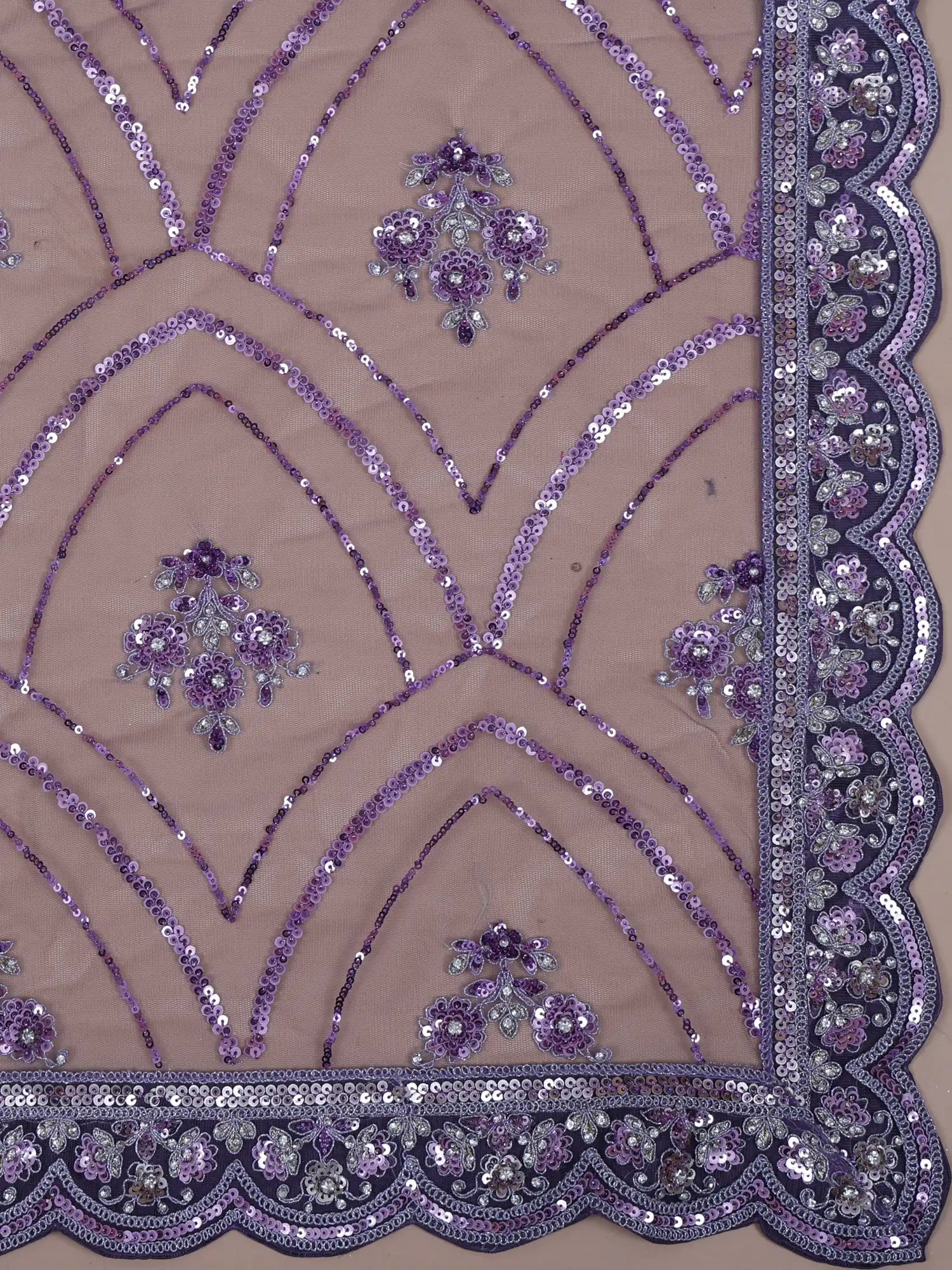 Shop Purple Silk Unstitched Lehenga With Diamond And Sequin Dori Work