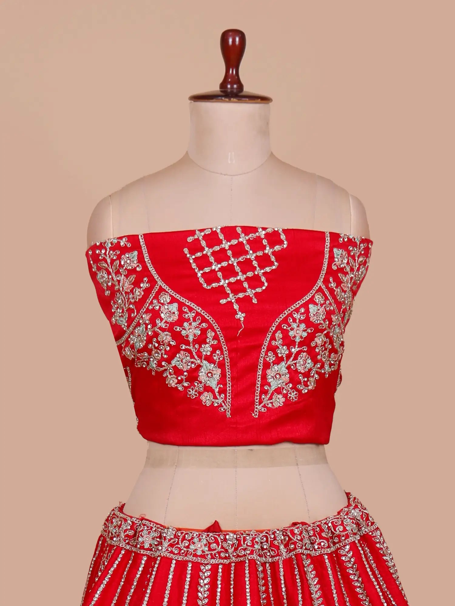 Red Heritage Silk Bridal Lehenga Choli Online With Fine Aari Dori Embroidery