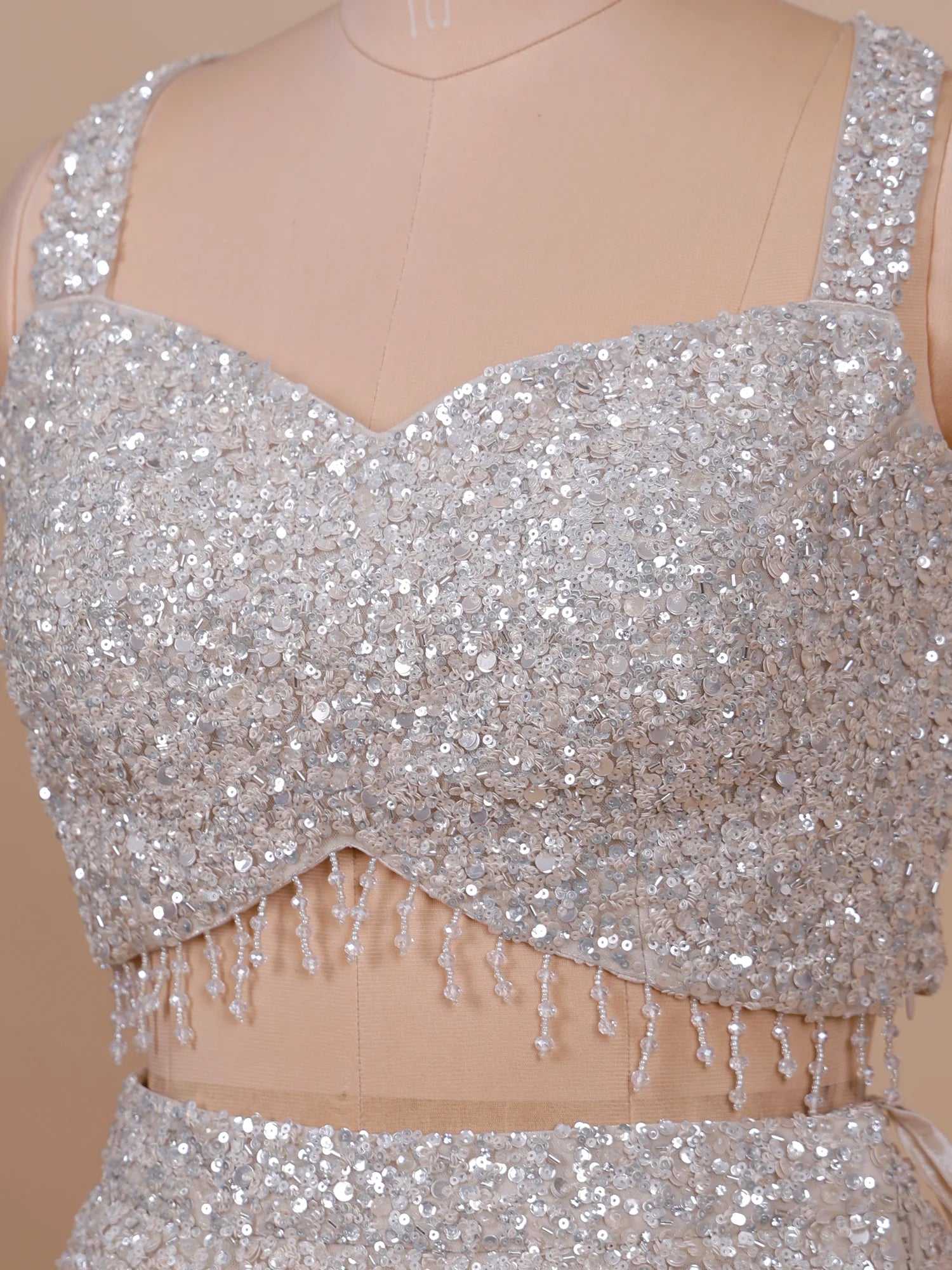 Silver Net Sequin Work Party Wear Lehenga Choli