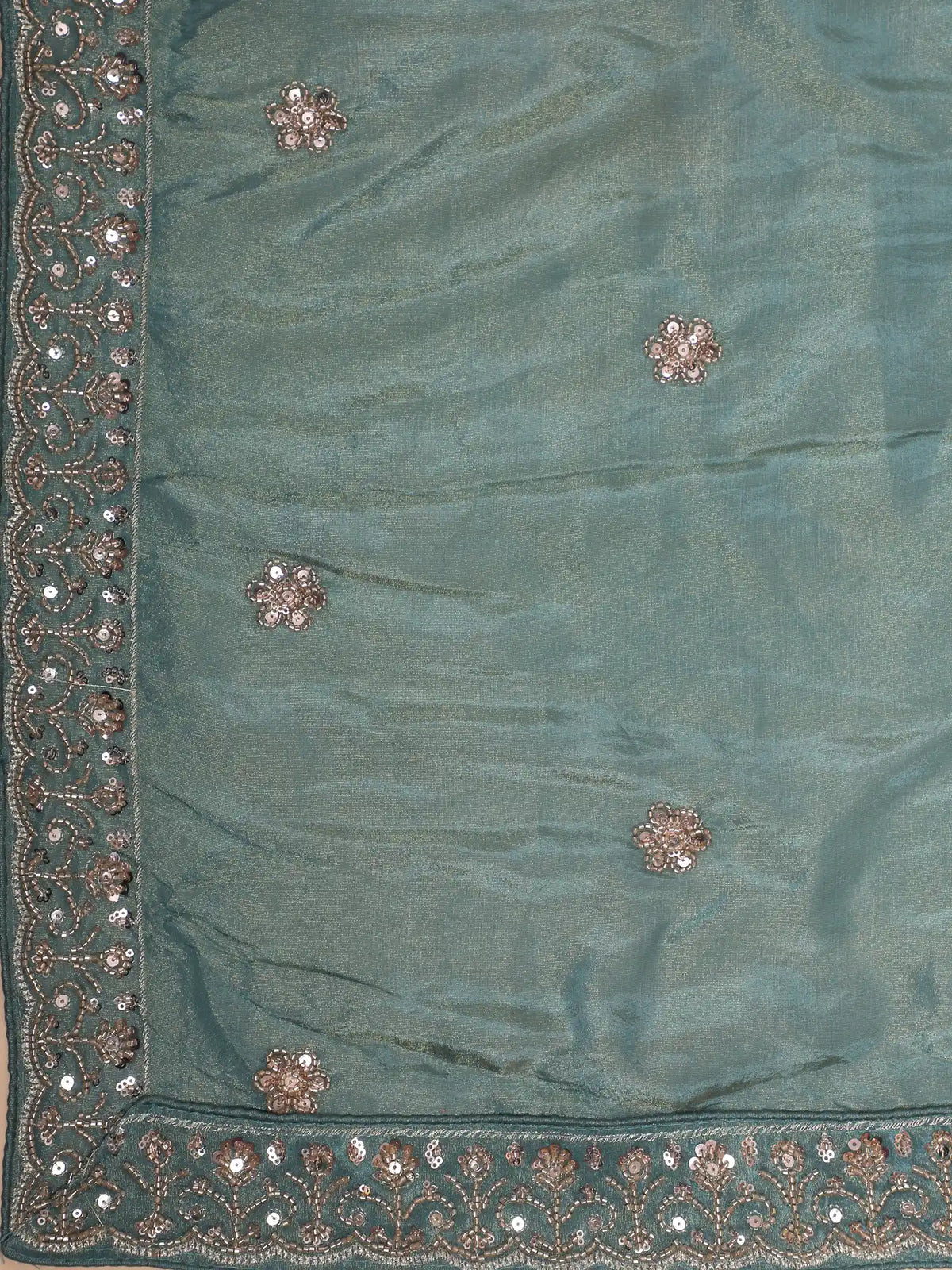 Dual Tone Teal Lehenga Featuring Ornate Bird Embroidery
