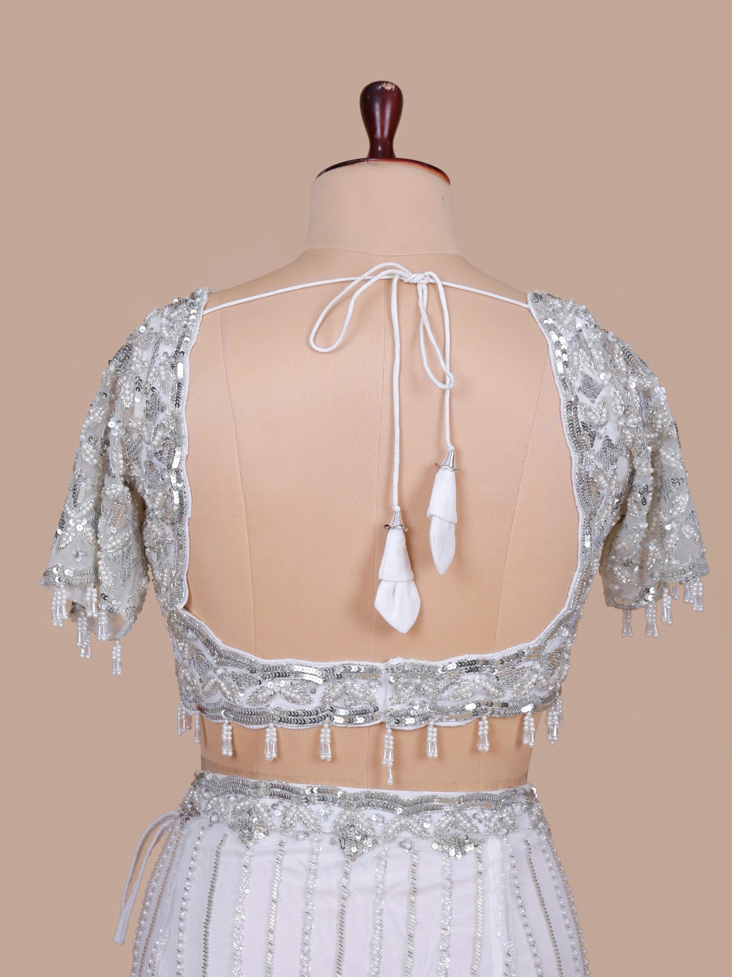 Luxury White Net Heavy Sequins Beads Party Wear Saree