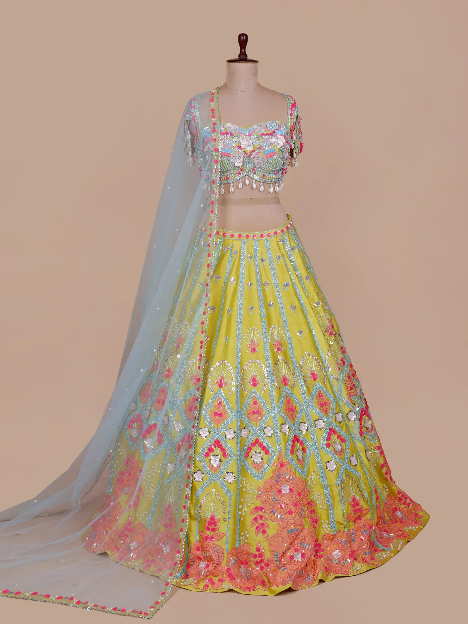 Shop Yellow PDP-Inspired Designer Silk Lehenga Crafted for Style
