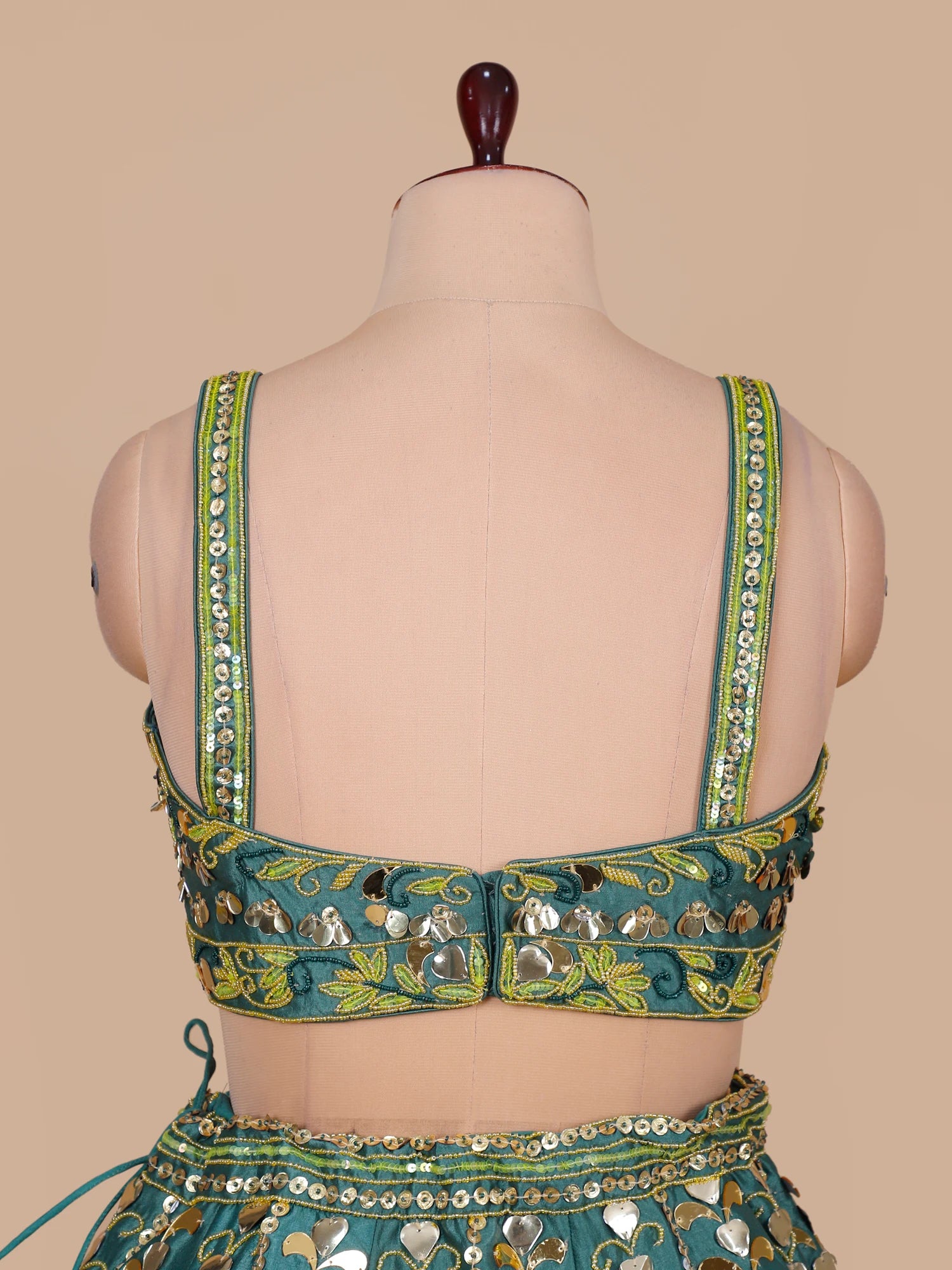 Teal Raw Silk Aplique Work lehenga for wedding