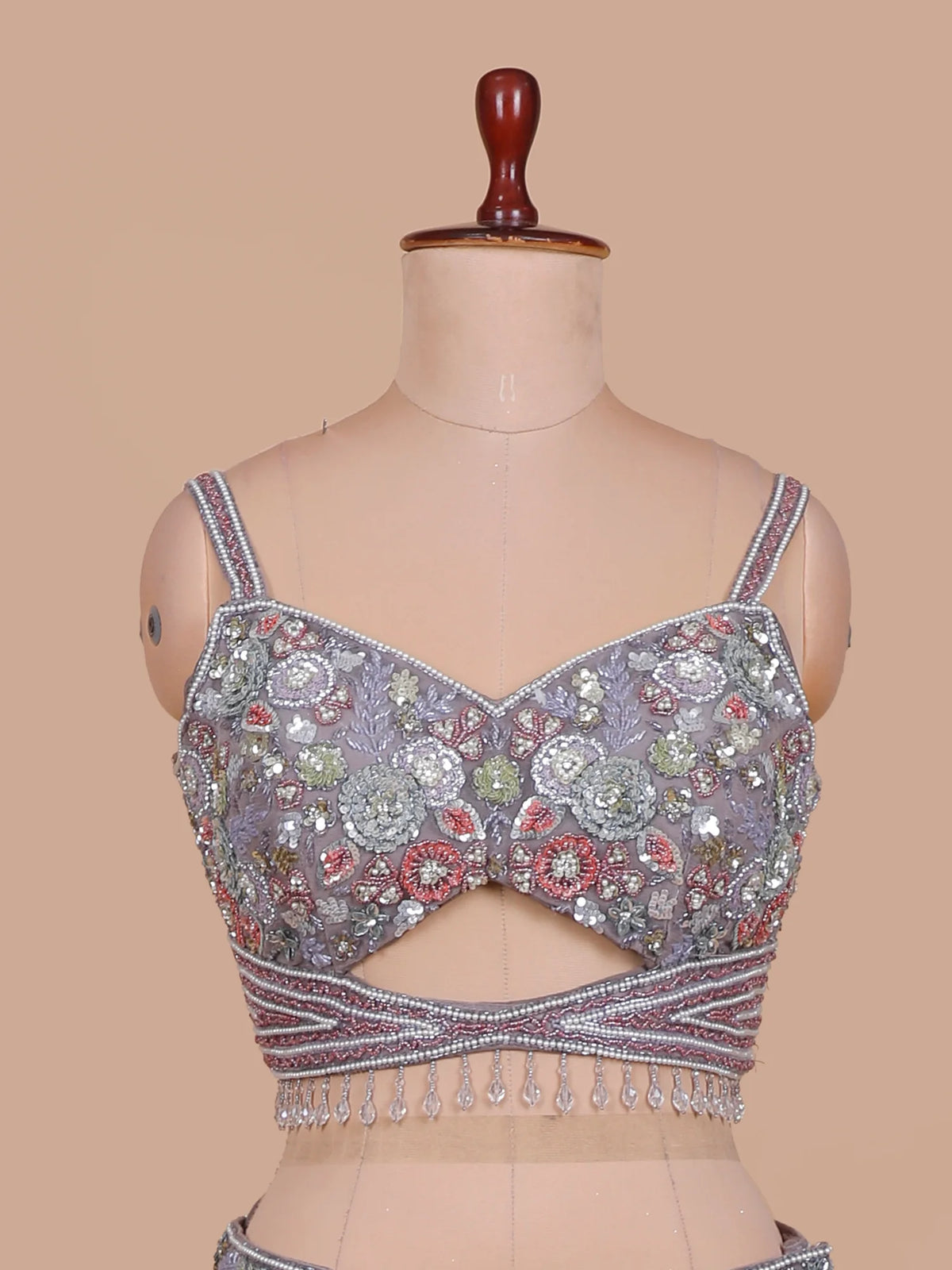 Lavender Designer Sequin Fabric Lehenga Choli with Pearl Moti Detailing