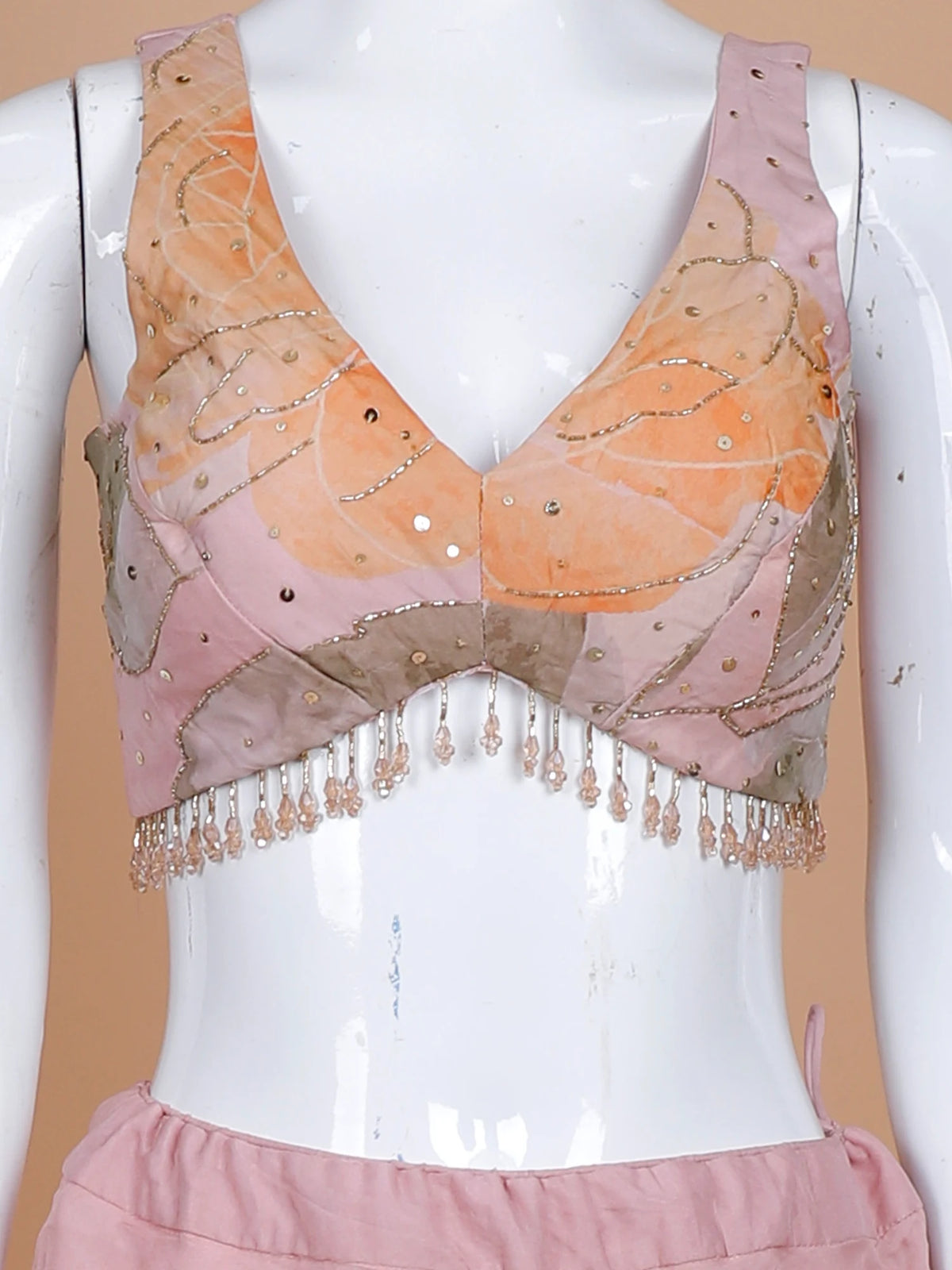 Shop Light Pink Printed Silk Indo Western Palazzo Suit Showcasing Ruffle Dupatta