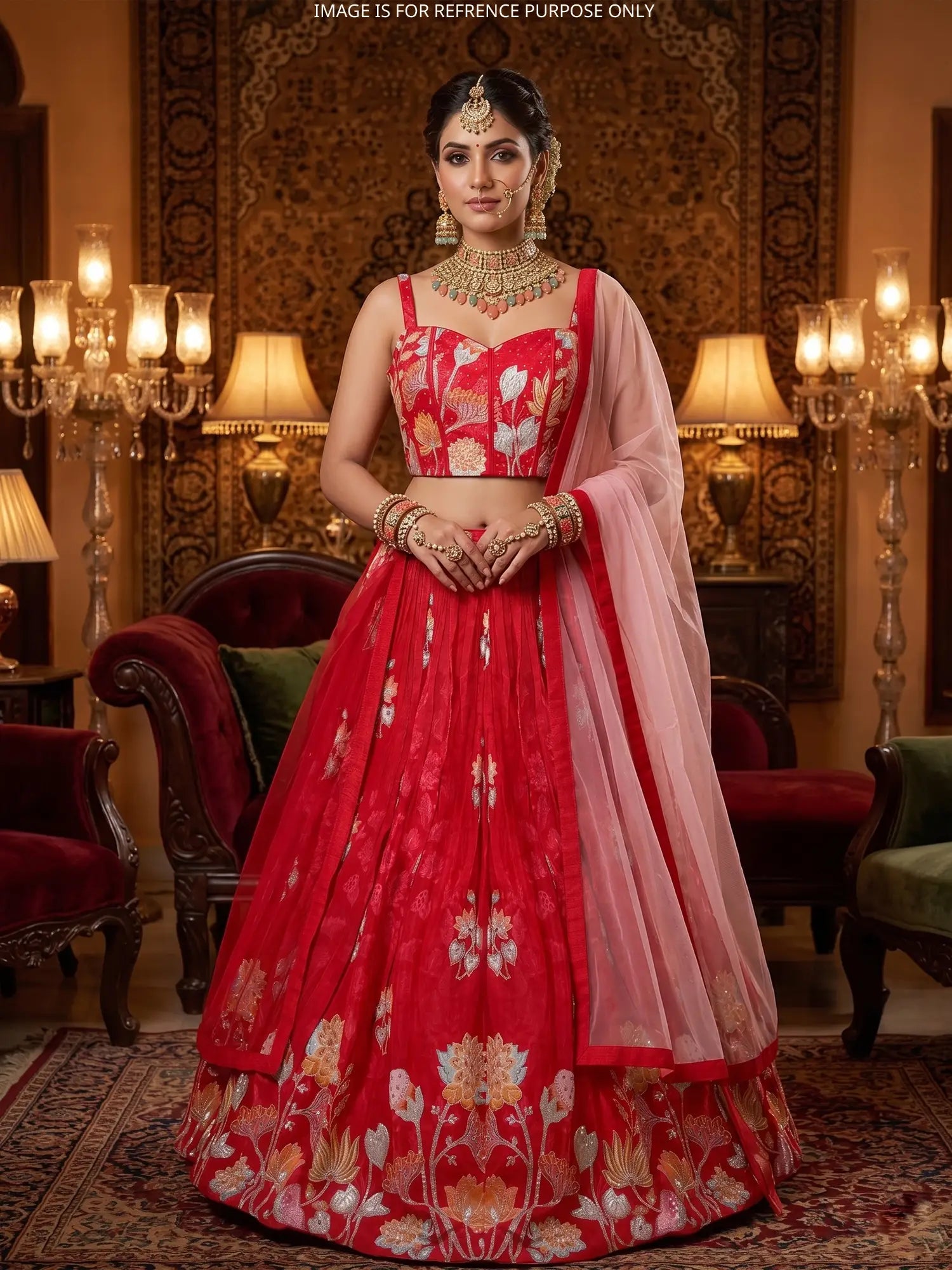 Rani Color Party Wear Crepe Silk Lehenga Diamond Design