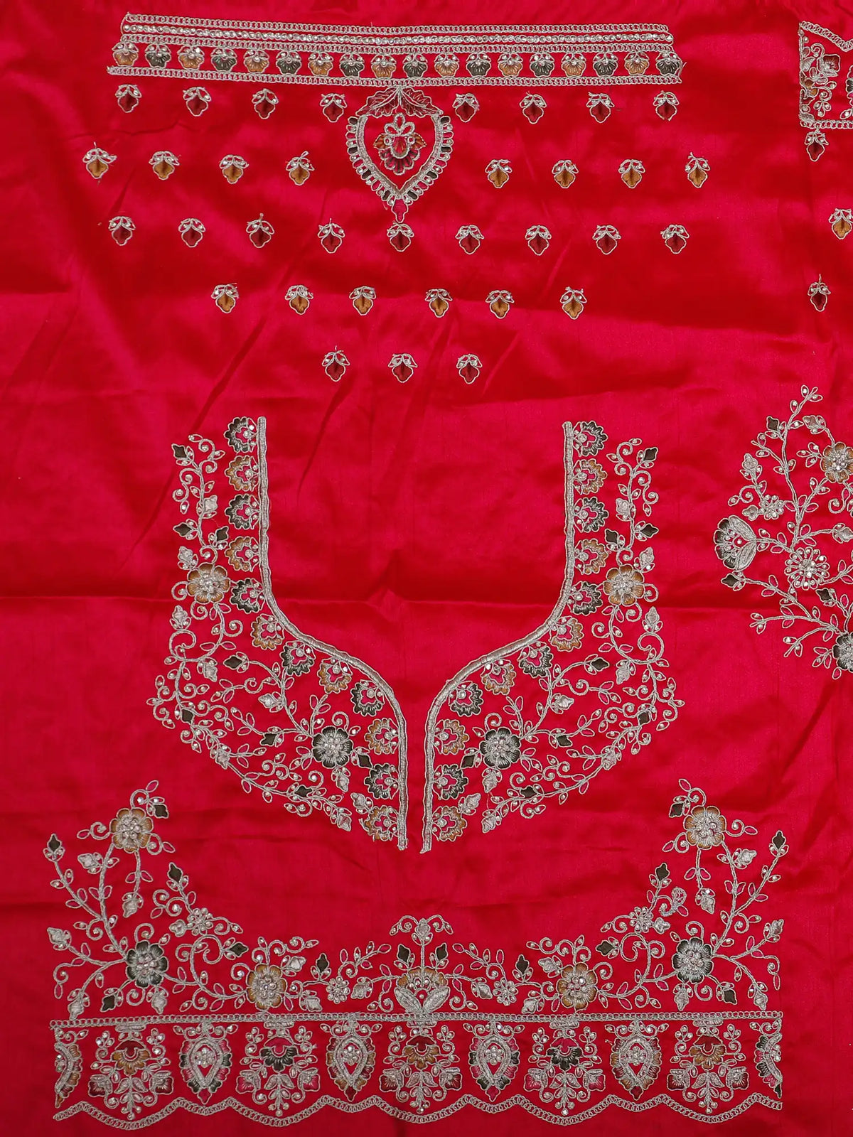 Rani Pink Silk Wedding Couture Lehenga with Palace Arch and Floral Detailing