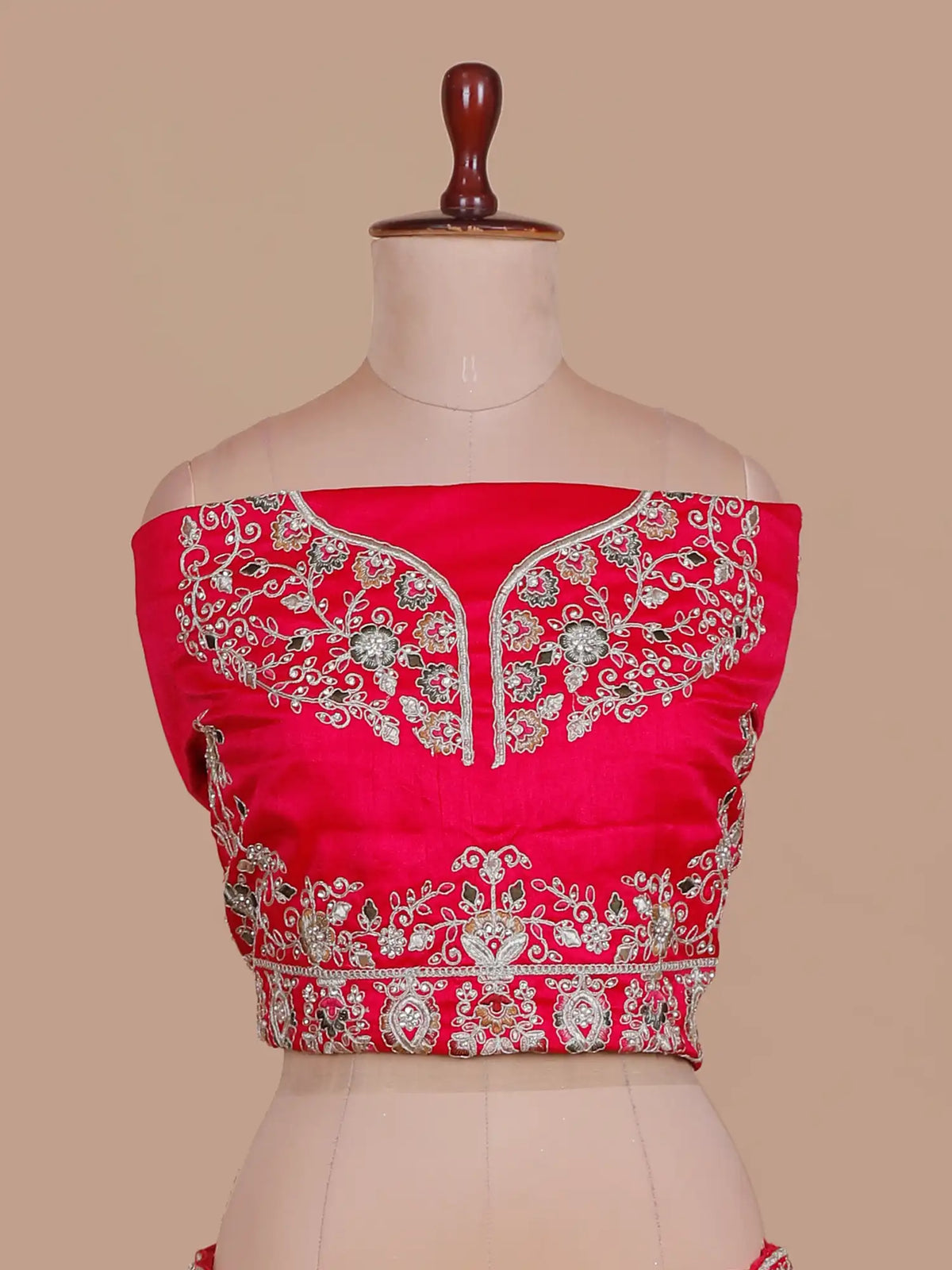 Rani Pink Silk Wedding Couture Lehenga with Palace Arch and Floral Detailing