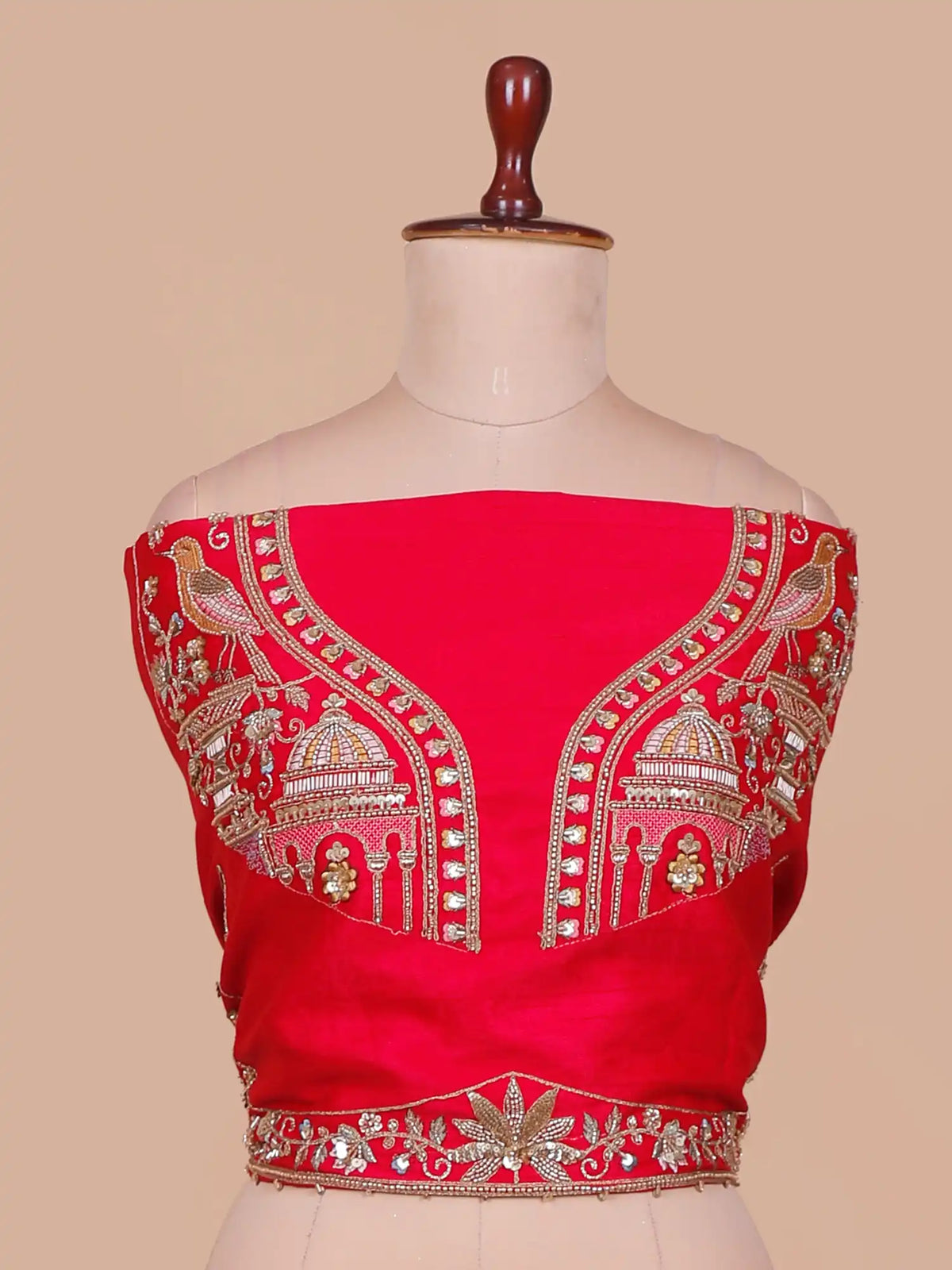 Rani Pink Silk Lehenga Featuring Bride Groom and Royal Palace Embroidery