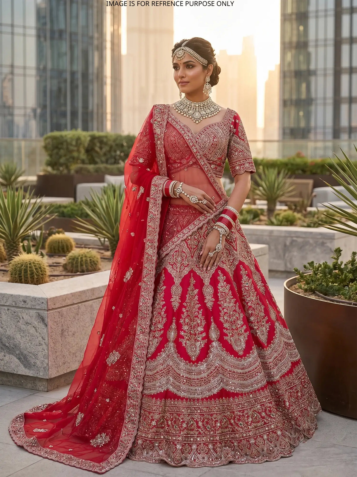 Rani Silk Designer Wedding Lehenga with Floral Embroidery and Stone Accents
