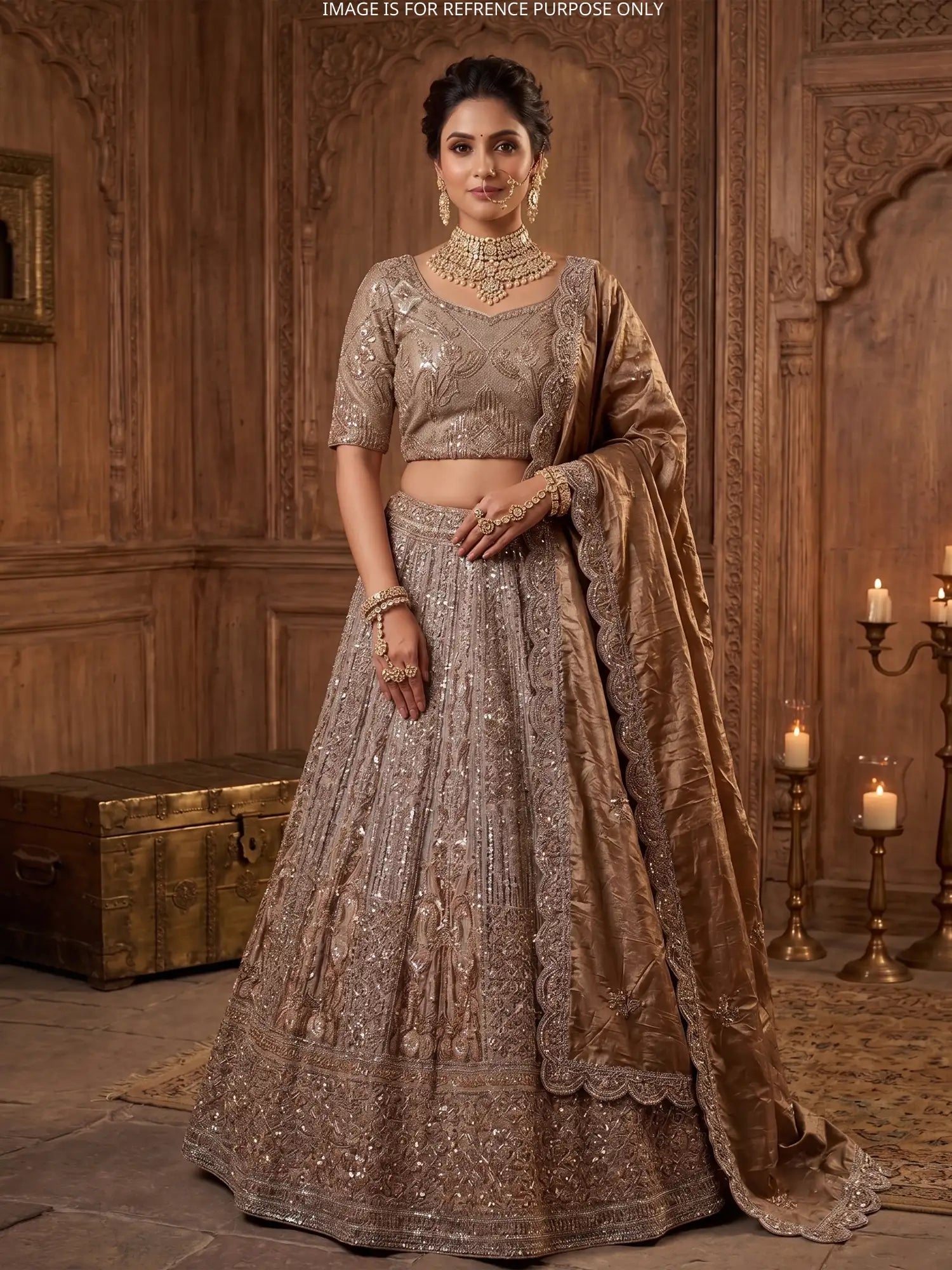 Rare Edit Dual Tone Silk Lehenga In Cut Dana Sequin Detailing