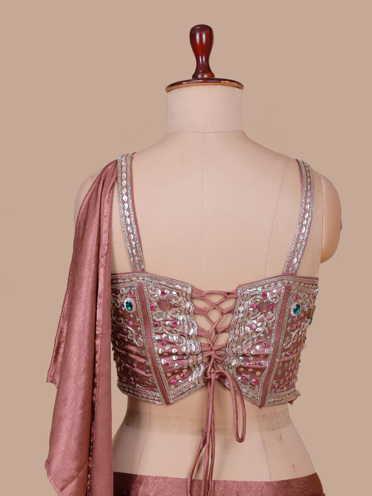 Bronze Imported Silk Ready to Wear Saree with Sequin Stone Embellishments