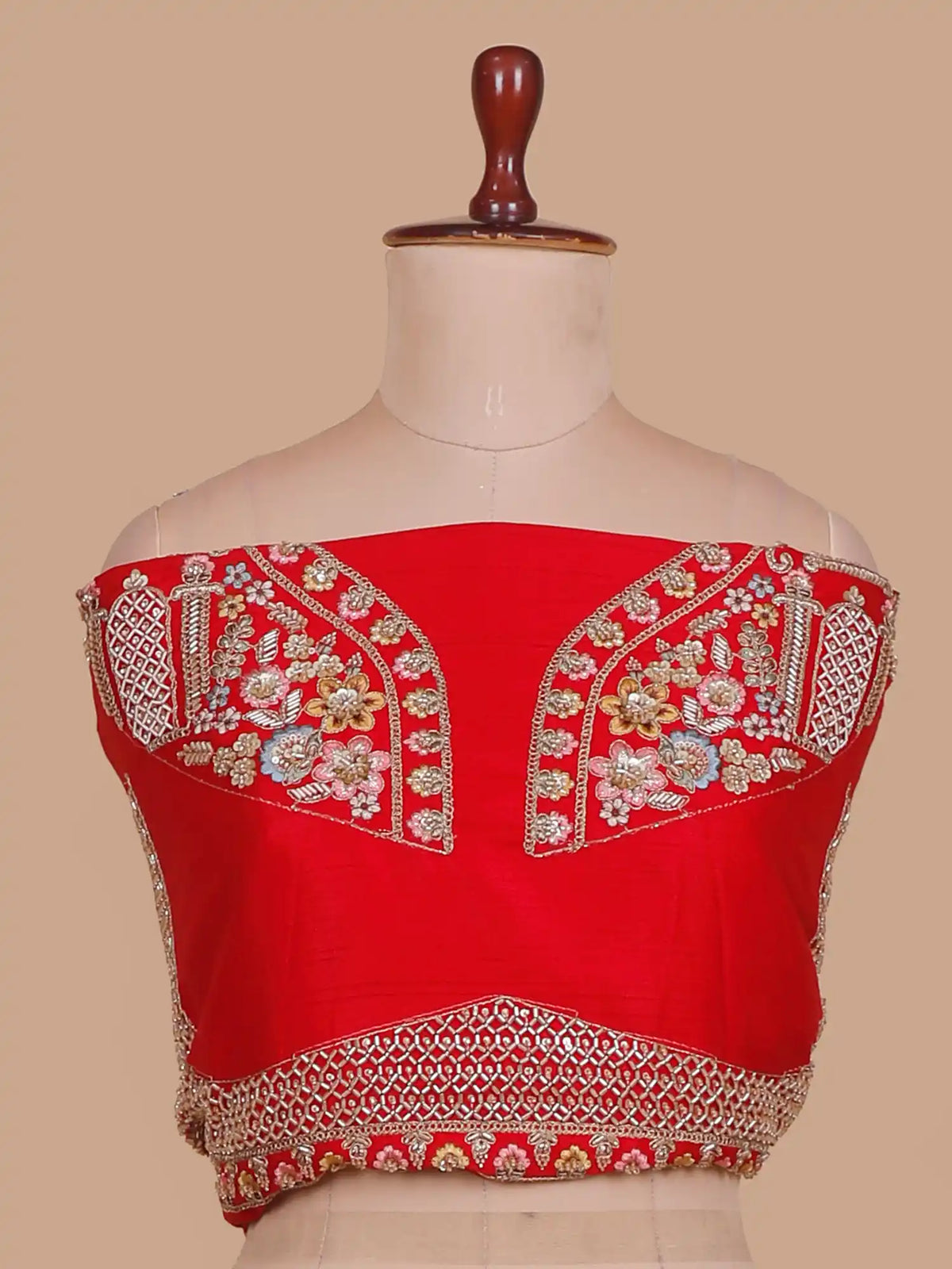 Red Bridal Designer Lehenga Featuring Multicolour Embroidery and Beadwork