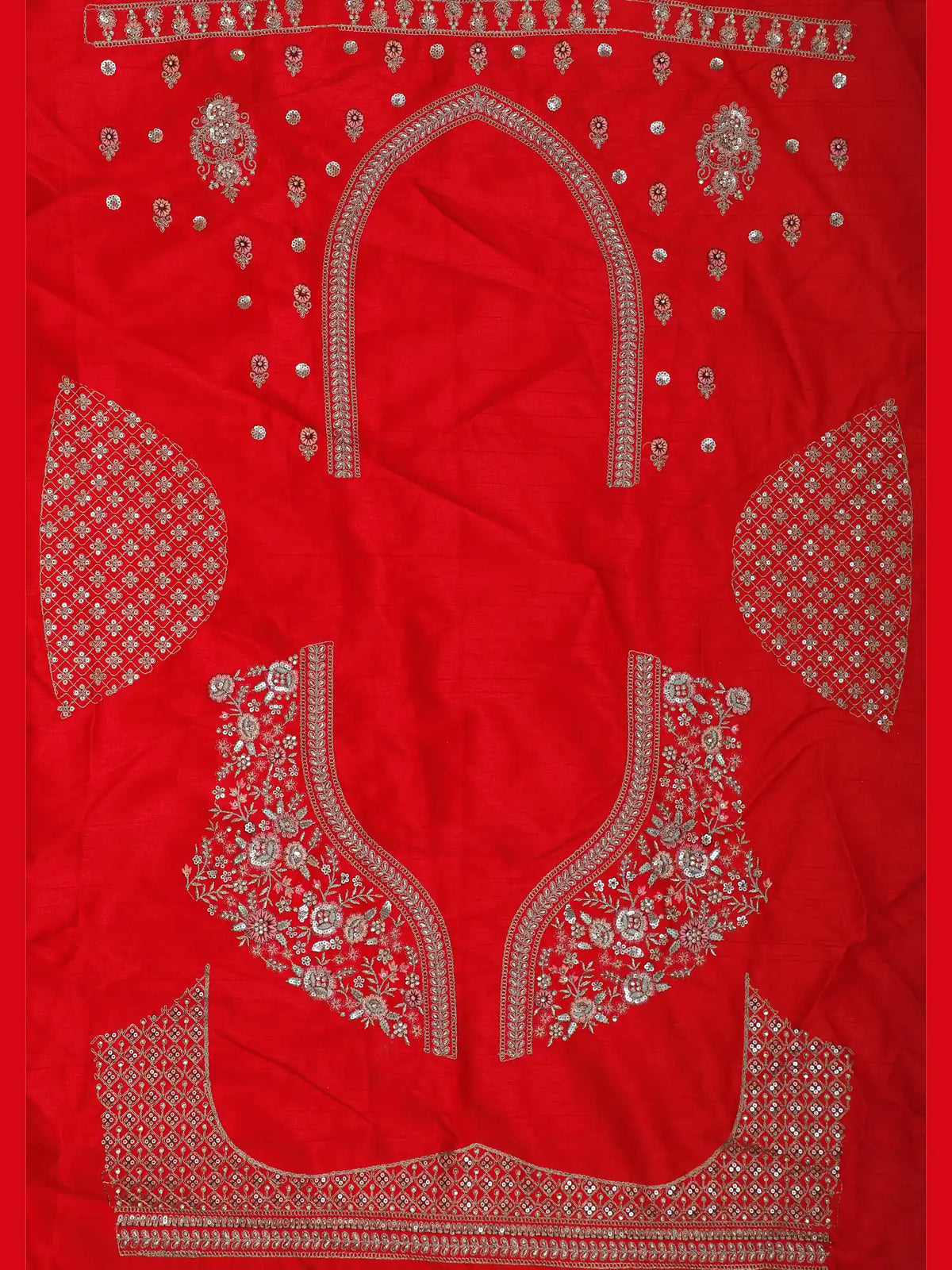 Red Silk Luxury Wedding Lehenga with Intricate Peacock and Sequin Embroidery