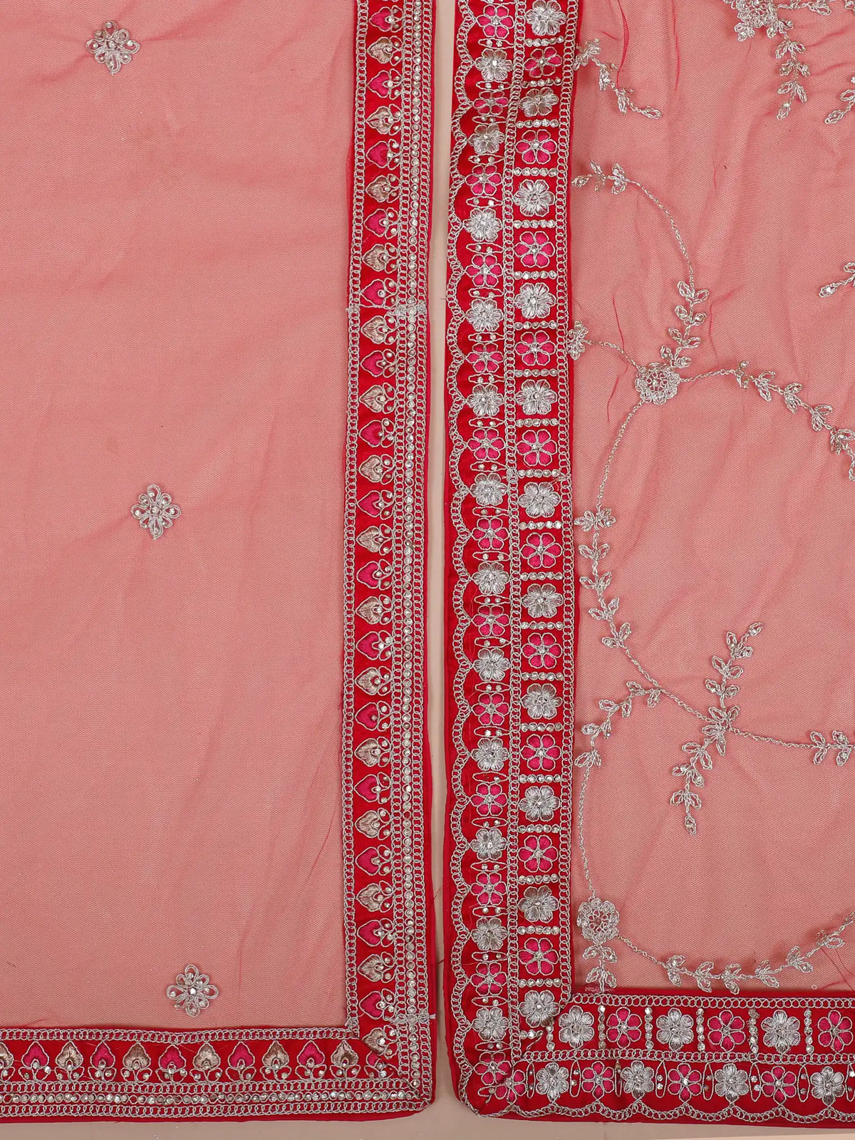 Heritage Red Silk Bridal Lehenga with Traditional Moti Thread Art