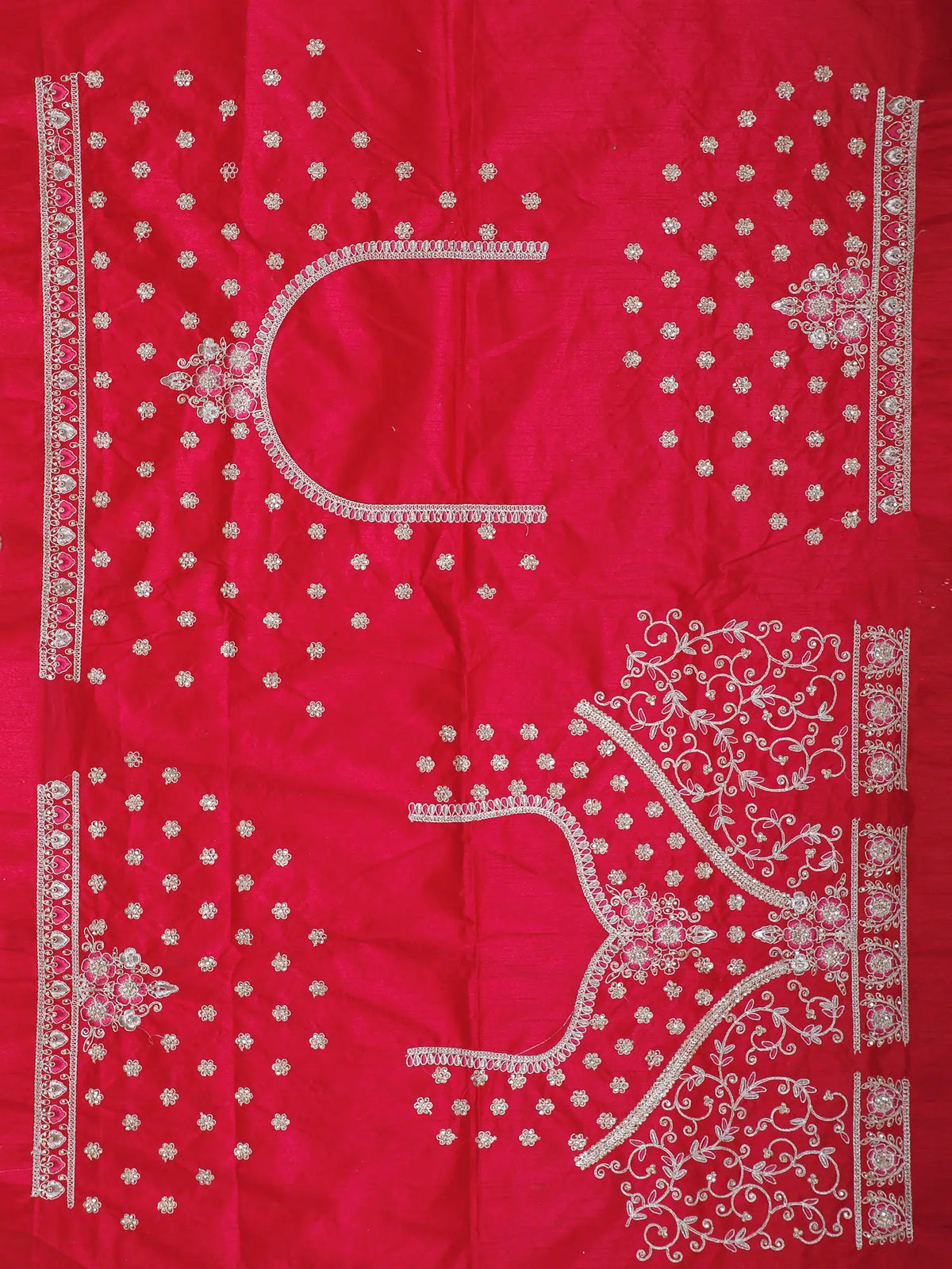 Choose Red Silk Unstitched Bridal Lehenga Choli with Peacock Embroidery