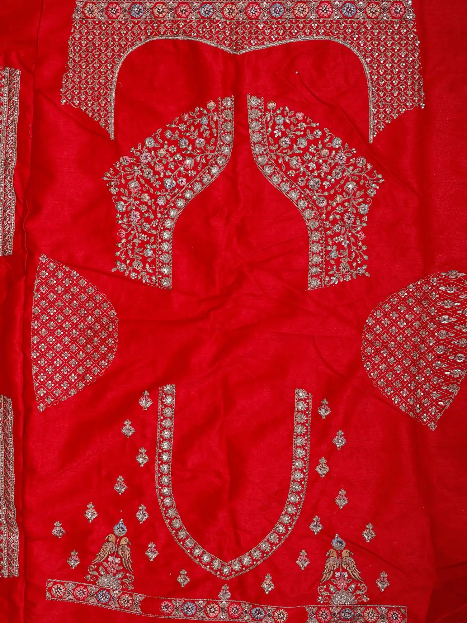 Buy Bridal Tradition Red Silk Lehenga With Elephant And Bride Doli Embroidery