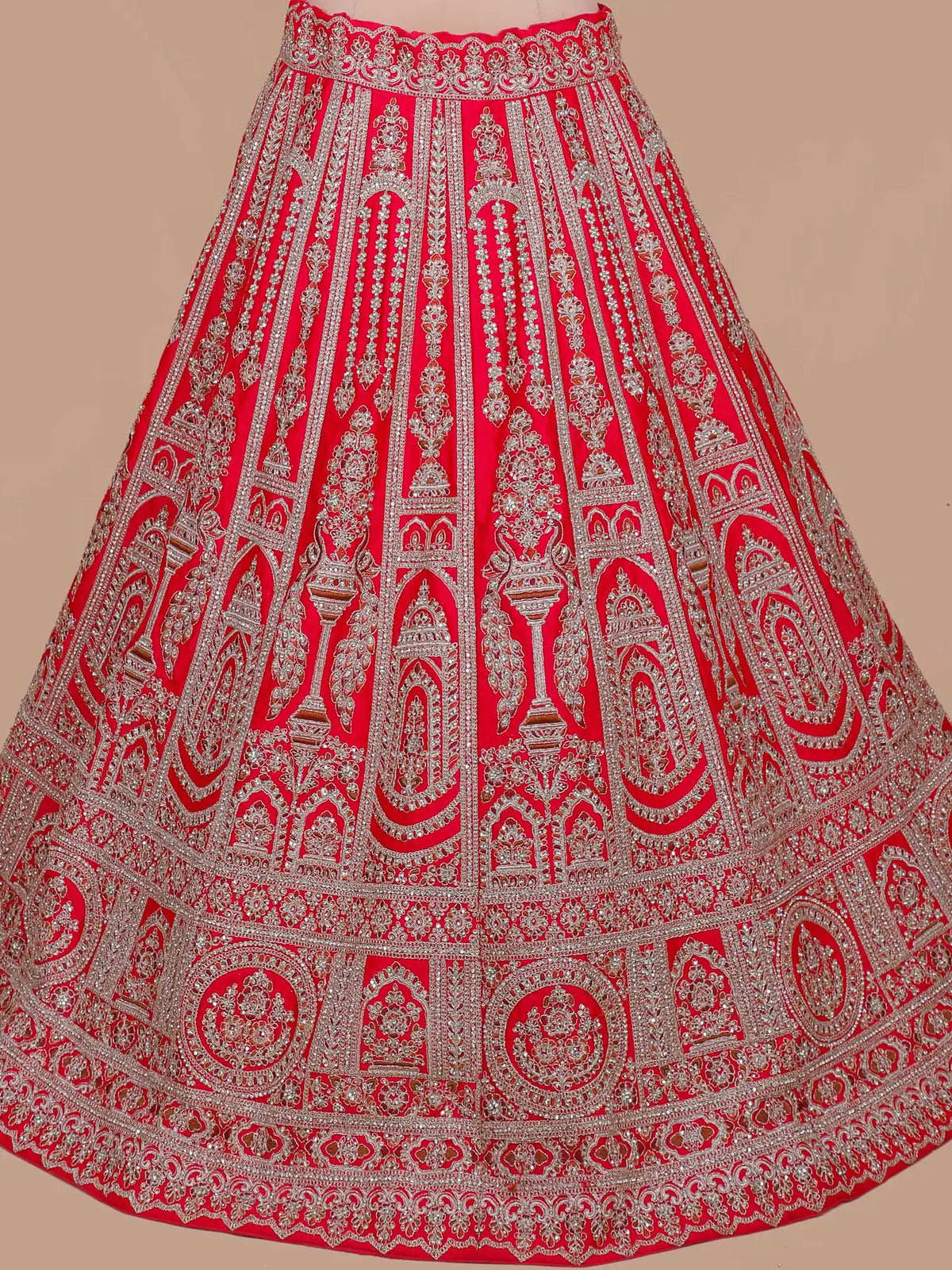 Choose Red Silk Unstitched Bridal Lehenga Choli with Peacock Embroidery