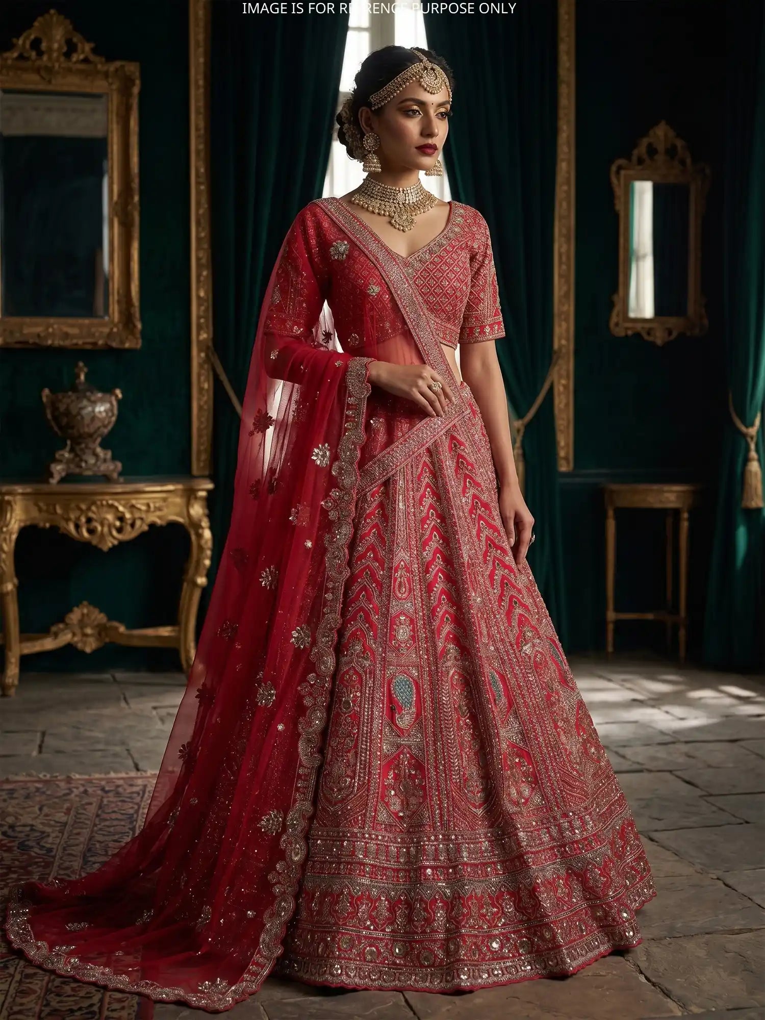 Red Silk Wedding Couture Lehenga With Heirloom-Inspired Embroidery