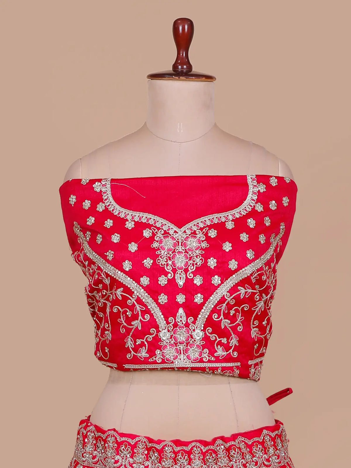 Choose Red Silk Unstitched Bridal Lehenga Choli with Peacock Embroidery