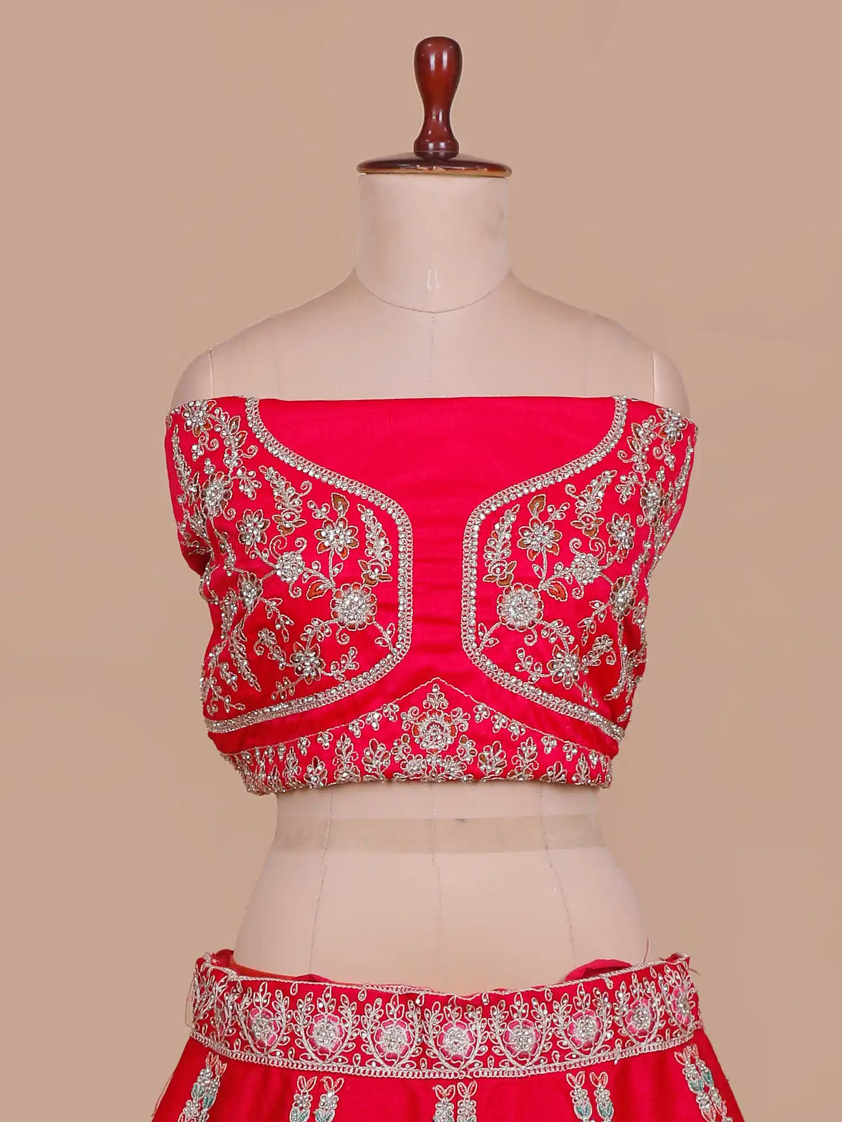 Shop Regal Red Silk Bridal Wedding Lehenga Choli Showcasing Peacock Embroidery