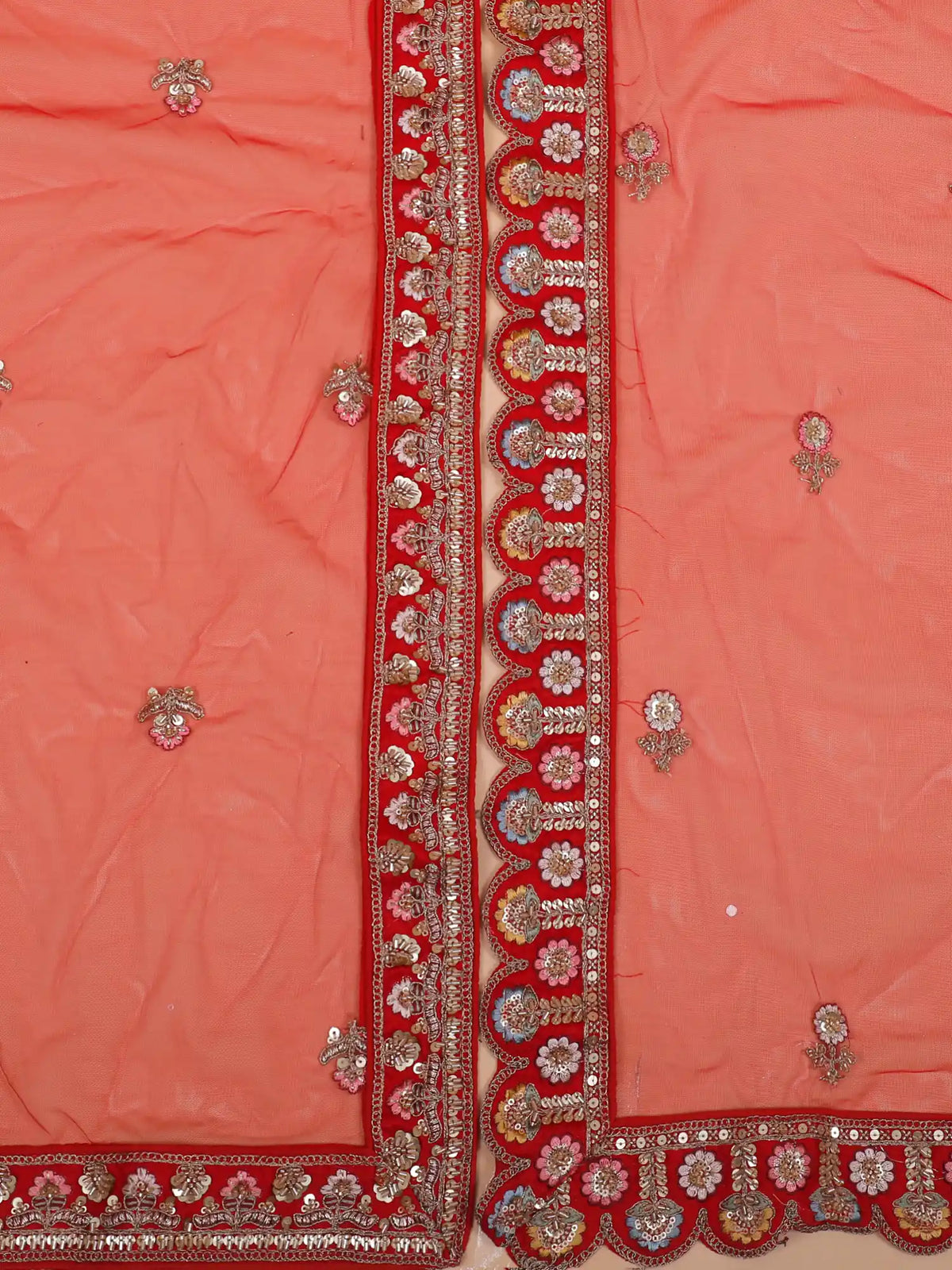 Red Bridal Designer Lehenga Featuring Multicolour Embroidery and Beadwork