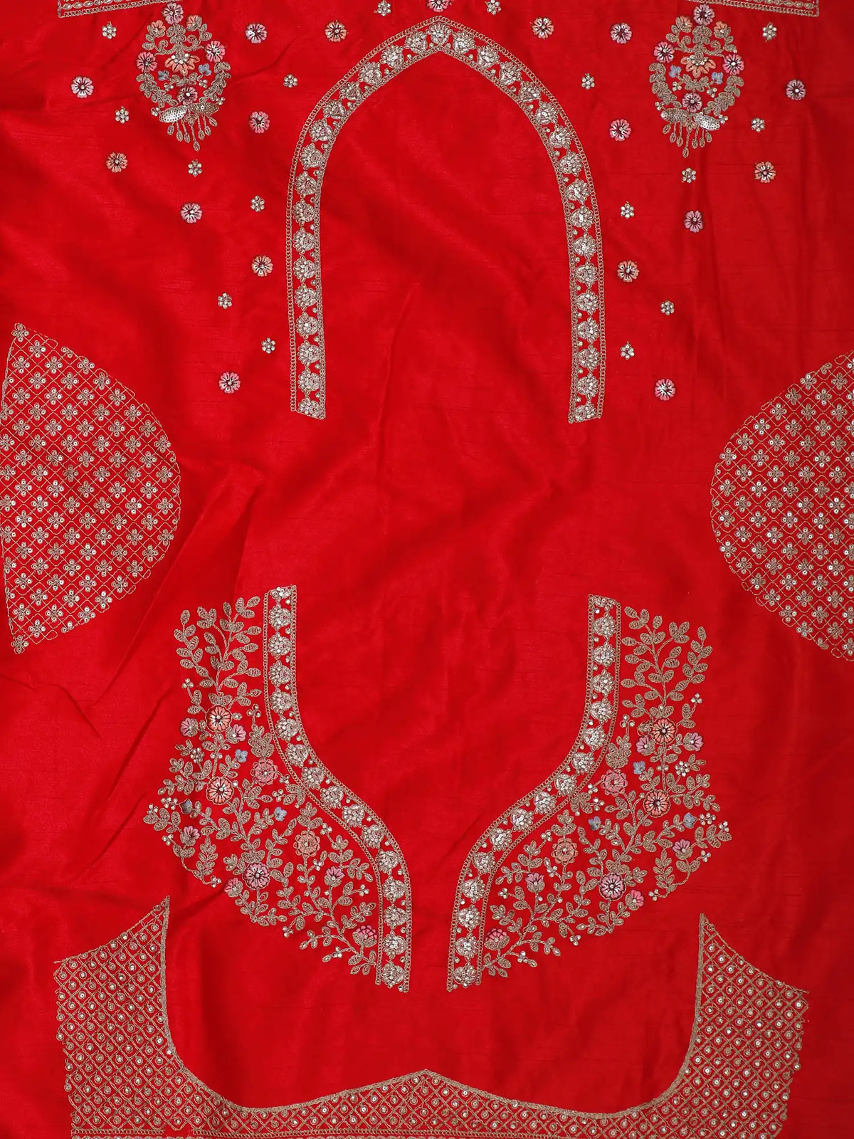 Buy Red Silk Bridal Lehenga with Elephant Peacock Embroidery