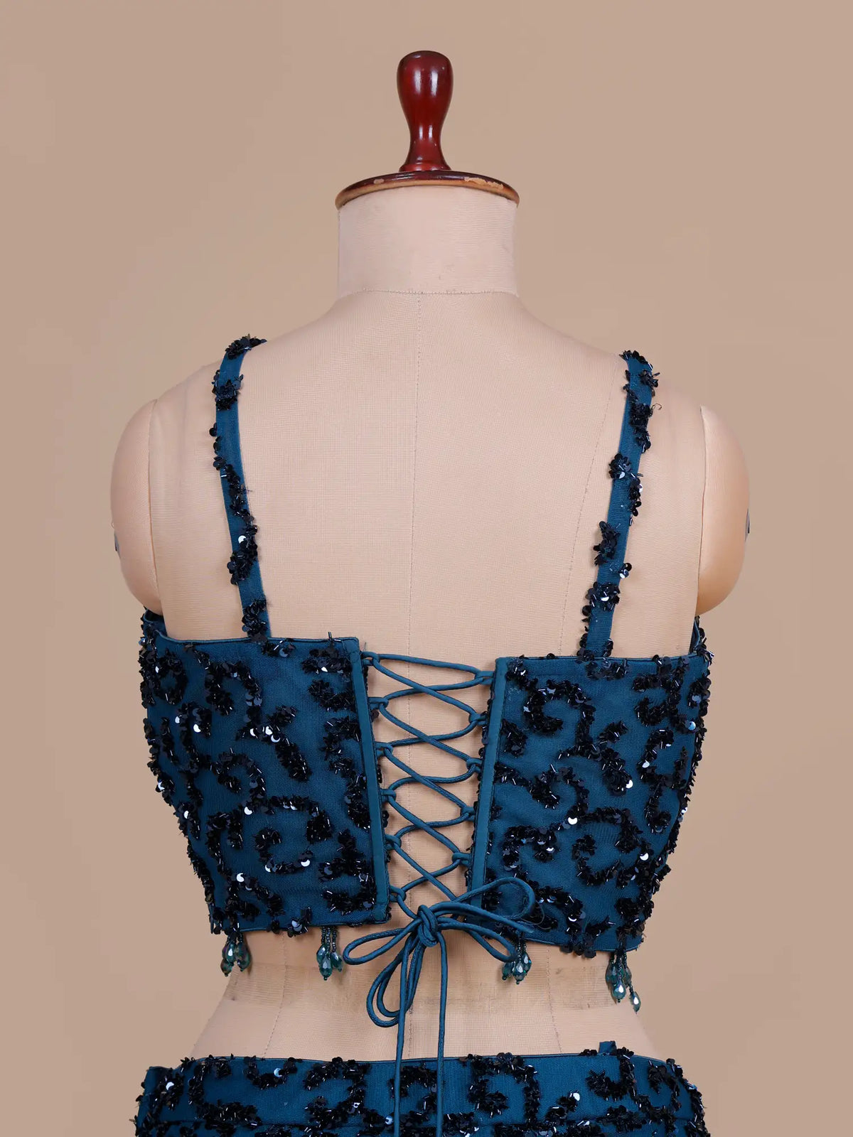 Exclusive Peacock Blue Imported Net Mermaid Style Lehenga
