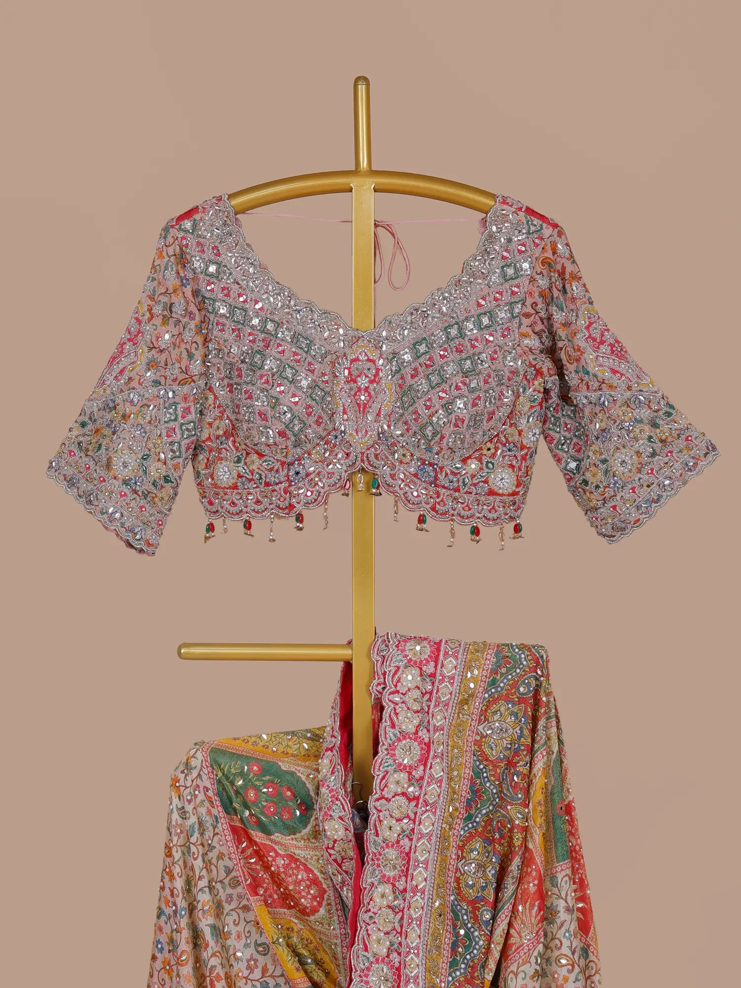 Discover Colourful Silk Saree Adorned In Mirror Aari Dori Work