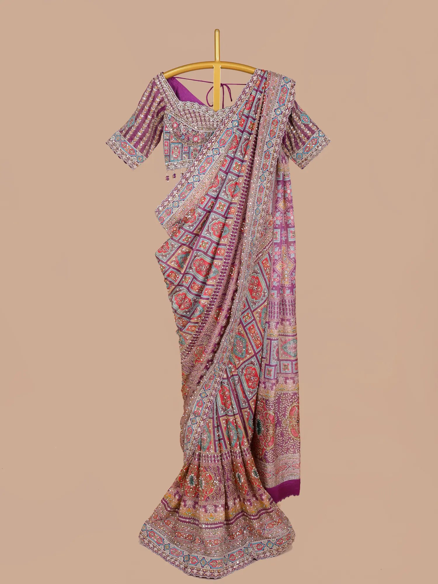 Discover Luxury Multicolor Silk Saree Featuring Designer Mirror Work