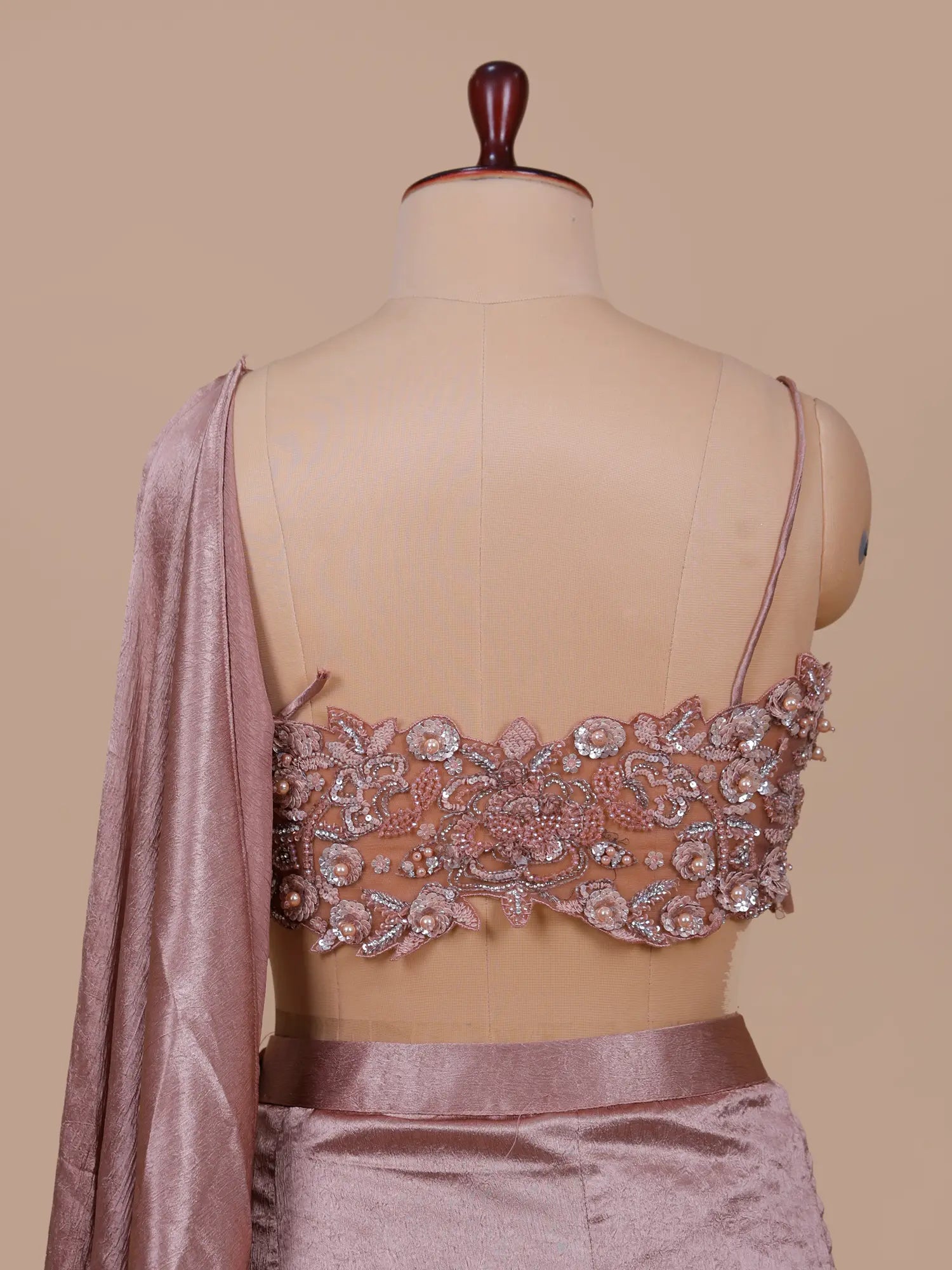 Rose Gold Silk Diamond Work Designer Lehenga Choli
