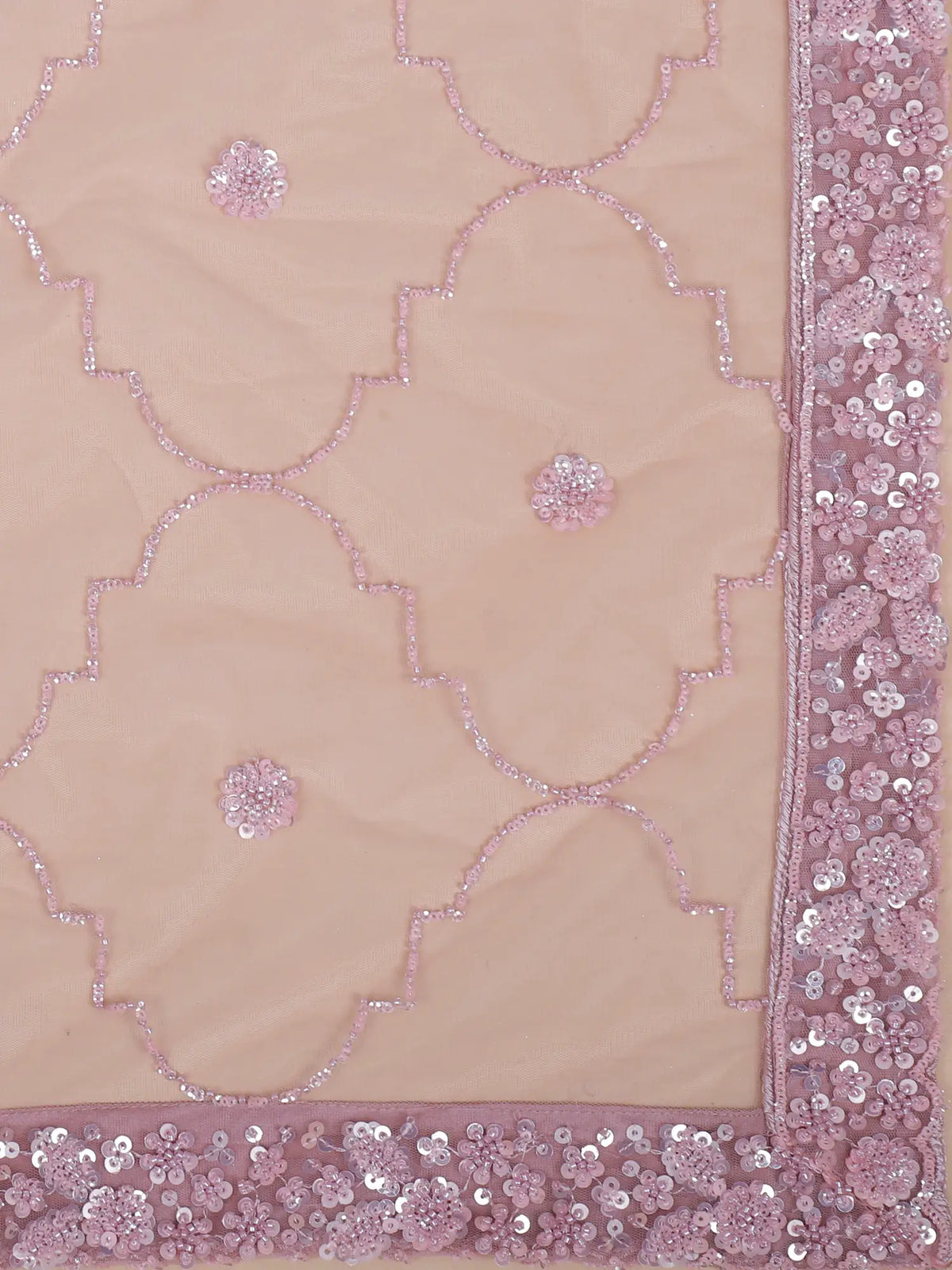Rosy Pink Net Mermaid Fishcut Lehenga Featuring Beads Work