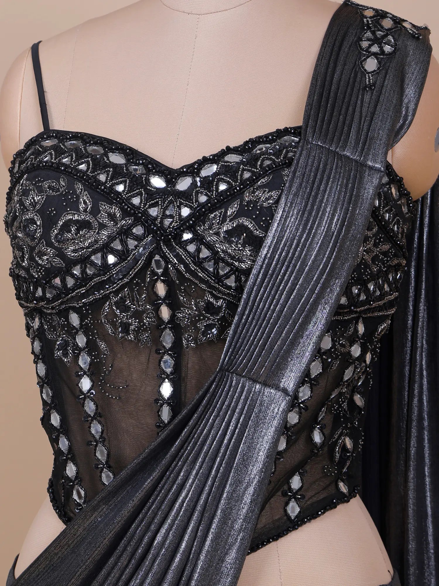 Midnight Black Luxury Mermaid Lehenga With Couture Finish