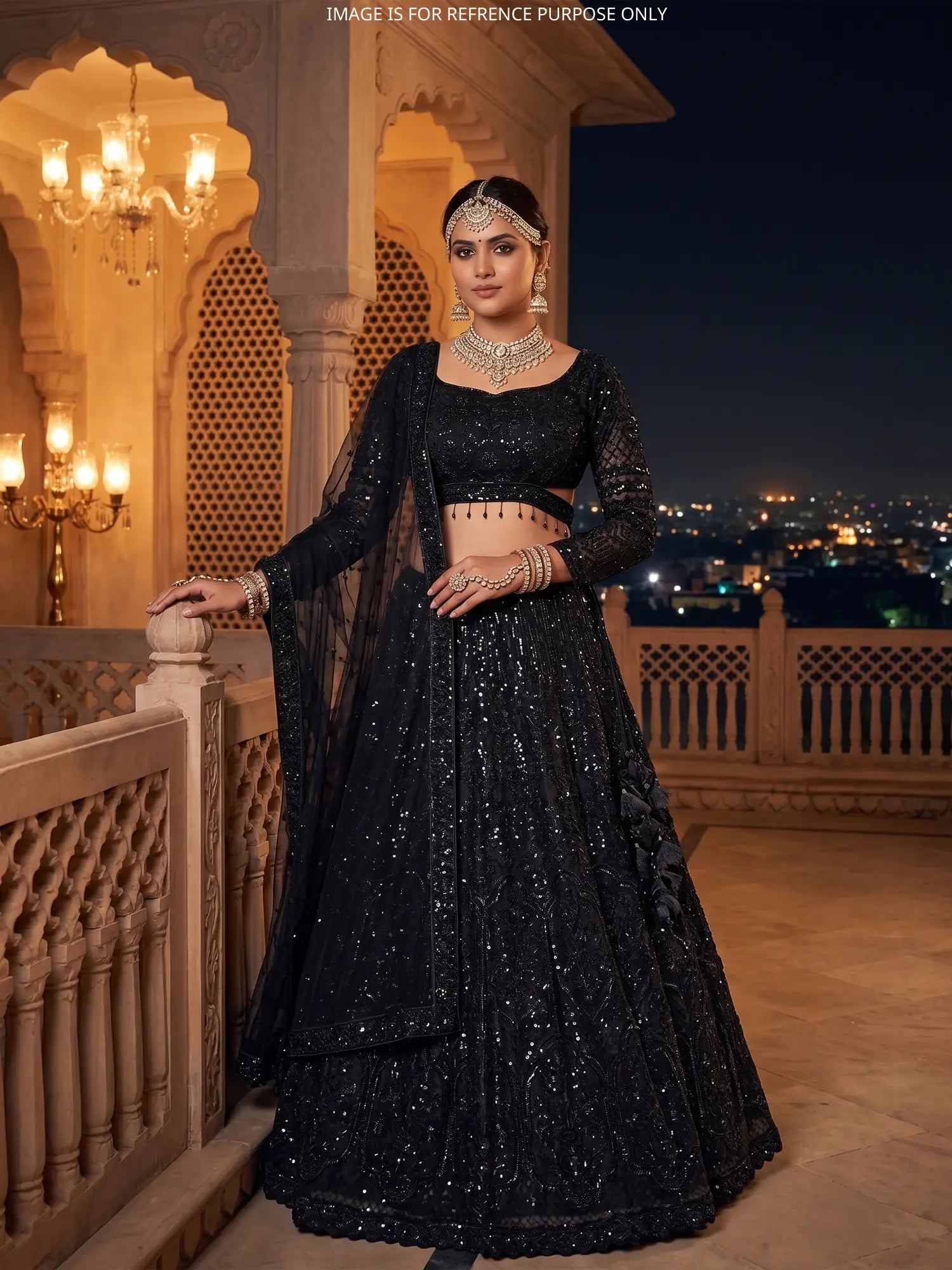 Royal Black Net Lehenga Choli with Luxury Designer Embroidery and Detailing
