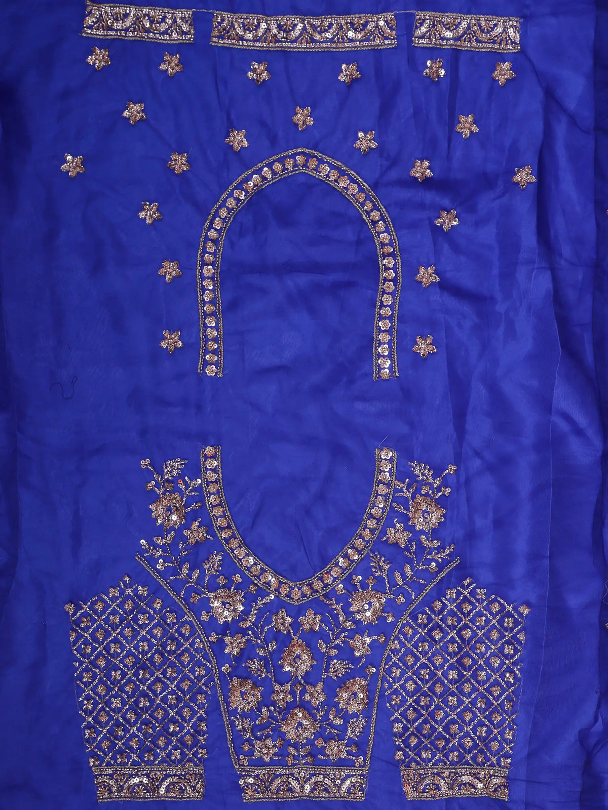 Royal Blue Occasion Wear Lehenga with Vertical Sequin Floral Detailing