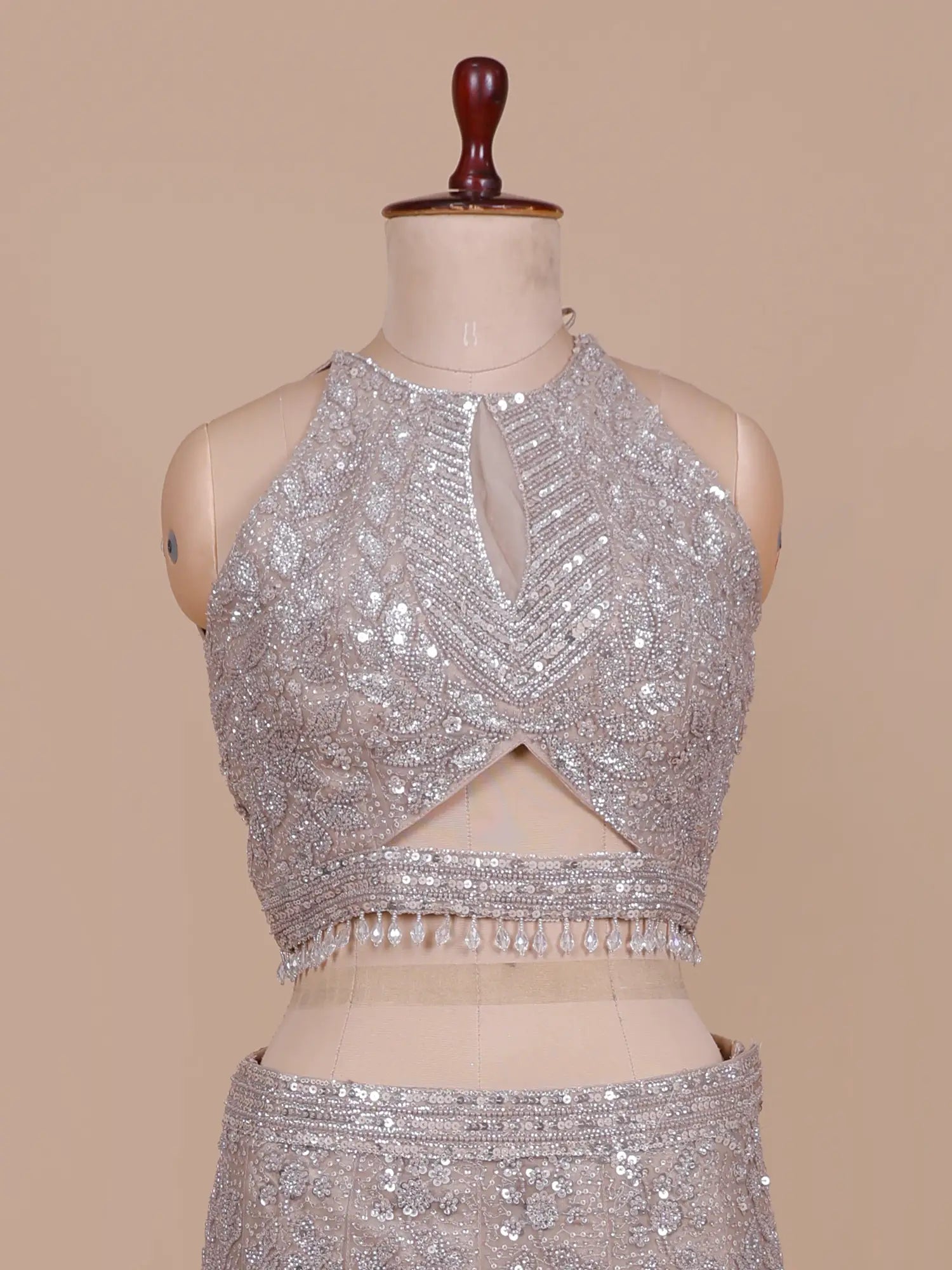 Champagne Mermaid Couture Lehenga With Elegant Handwork